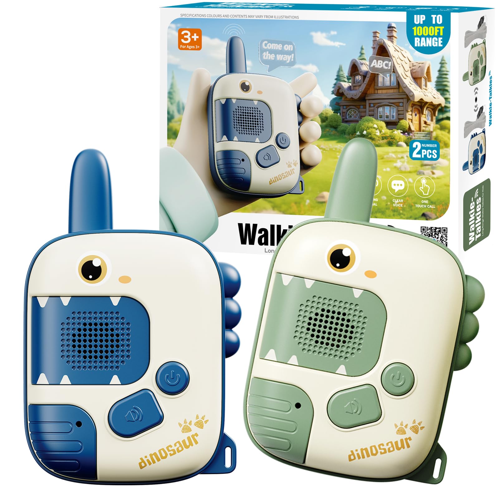 Dinosaur Walkie Talkies for Kids - 2 Pack Outdoor Toy Walkie Talkies for Boys & Girls Ages 3-10 | Birthday Gifts, Camping Gear & Christmas Stocking Stuffers | Perfect for Backyard Adventures, Hiking & Family Games