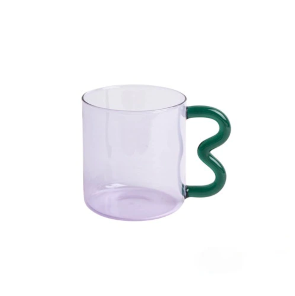 Wavy Handle Glass Mugs - 16oz Clear Drinking Glasses for Coffee, Tea & Beer - Durable & Stylish for Home, Office or Restaurant Use