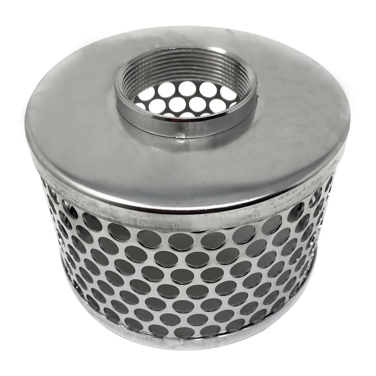 Gloxco 2 Inch Stainless Steel Suction Strainer with Round Holes - Heavy Duty Pool Pump Filter for Swimming Pools, Koi Ponds & Water Treatment - Durable Pond Filtration & Industrial Liquid Transfer System - Ideal for Clean Water Maintenance & Pump Protection - Perfect for Backyard Pools, Garden Ponds, Water Filtration Systems, and Commercial Water Treatment Facilities