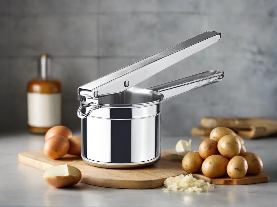 Premium Cuisinox Potato Ricer - Heavy Duty Stainless Steel Potato Masher with 3 Interchangeable Disks - Perfect for Mashed Potatoes, Baby Food & Purees - Essential Kitchen Tool for Home Chefs & Restaurants