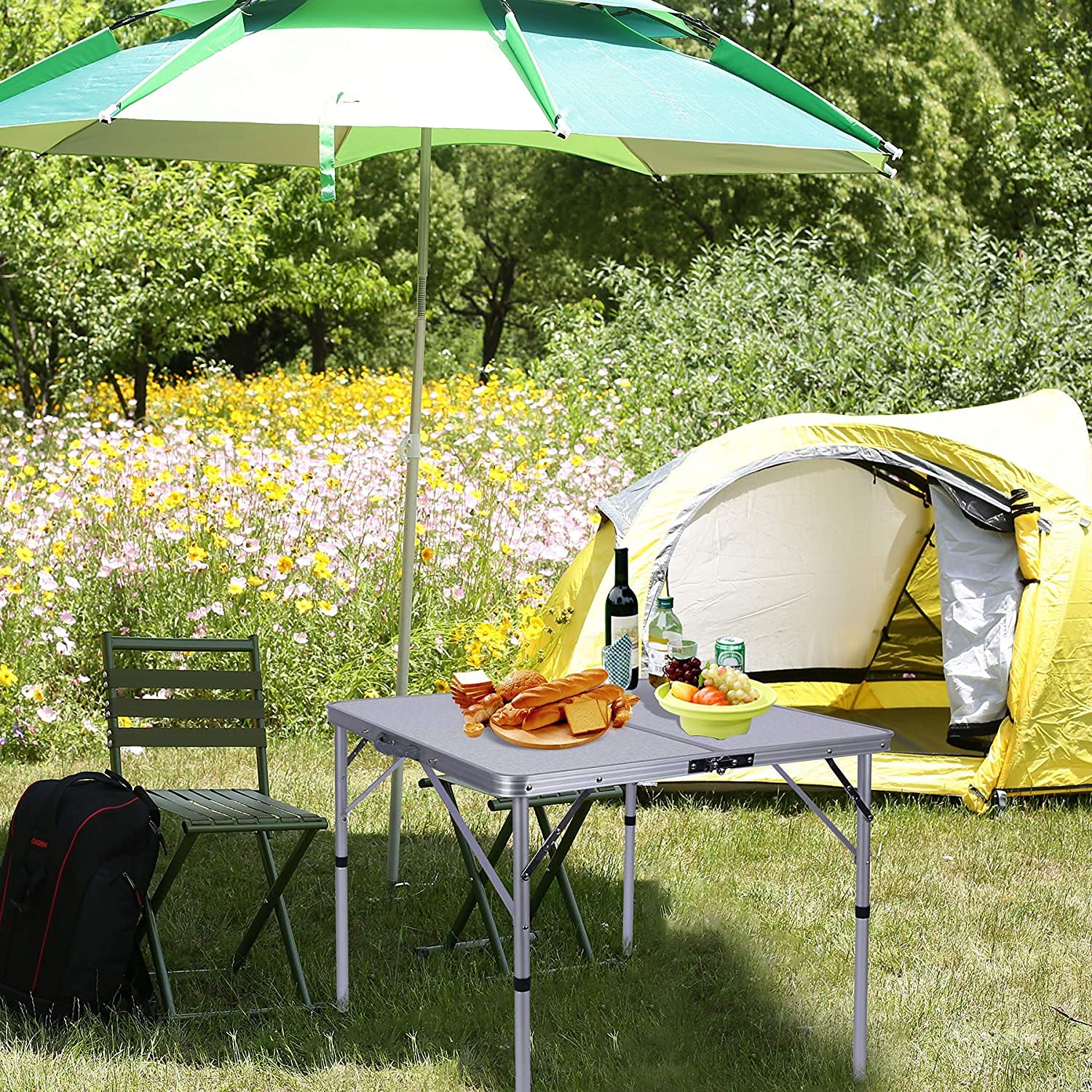 24x24 Inch Lightweight Portable Folding Card Table with Waterproof MDF Top - White Square Folding Table for Adults, Indoor & Outdoor Use - Perfect for Parties, Camping, Picnics & Game Nights