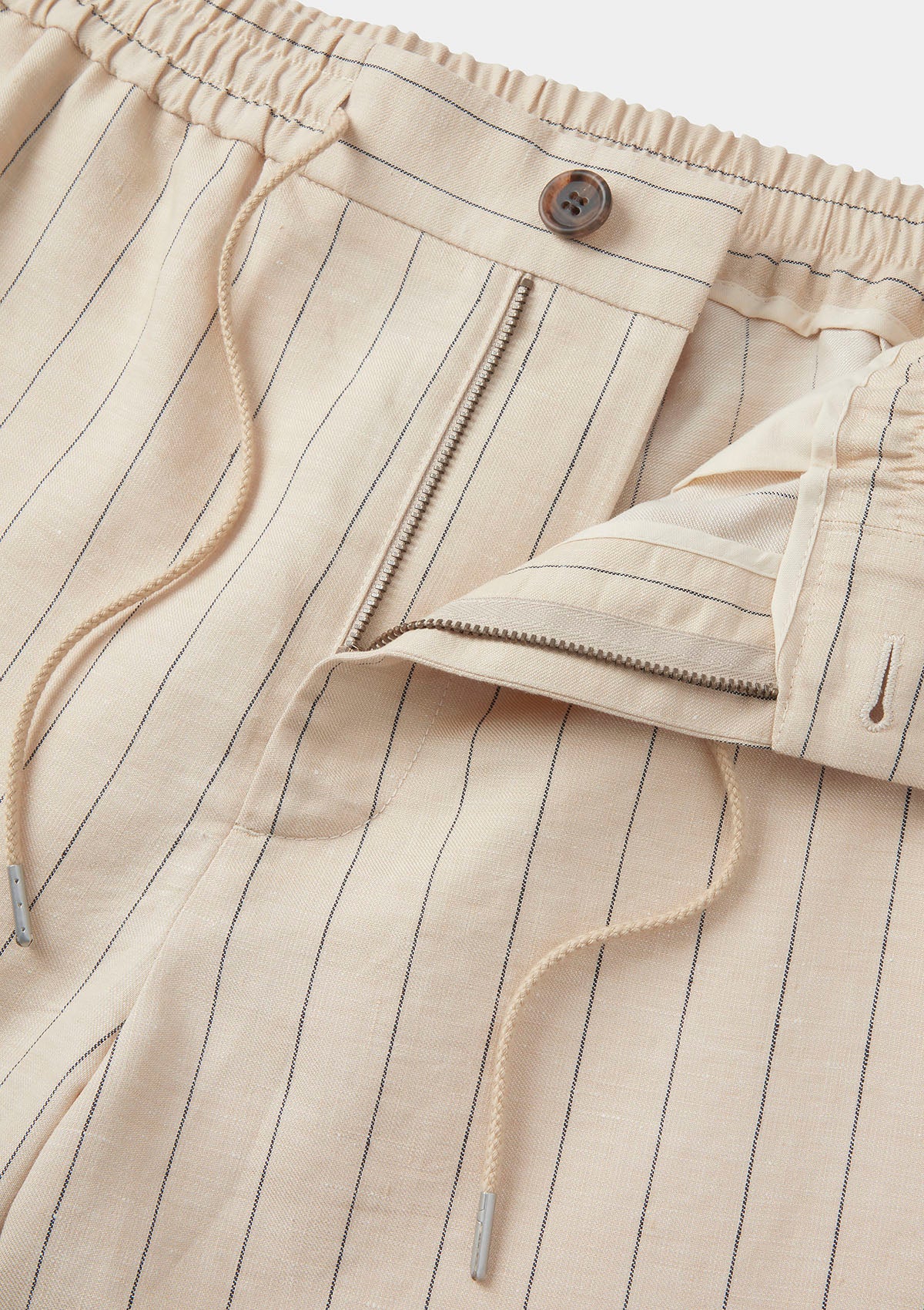 Stylish Ecru Pinstripe Drawstring Shorts for Men - Comfortable Casual Summer Wear for Beach, Gym, and Outdoor Activities