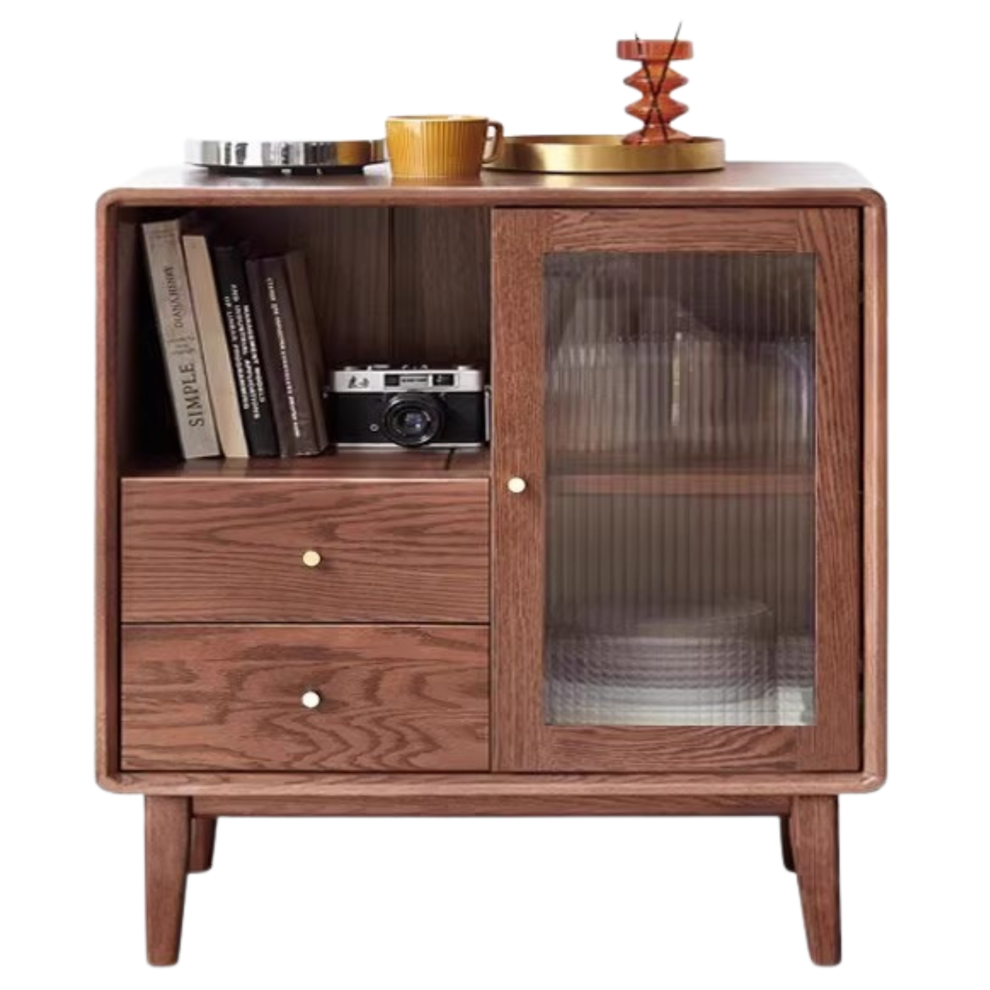 Solid Oak Wood Side Cabinet - Rustic Storage Cabinet for Living Room, Bedroom & Entryway - Perfect for Organizing Books, Decor & Essentials