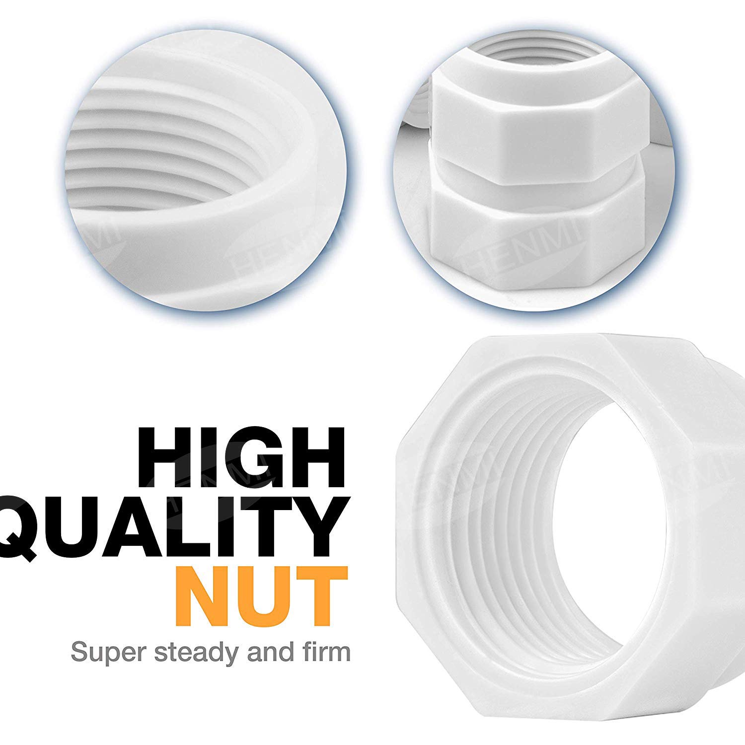 HENMI 8 Pack Pool Cleaner Feed Hose Nut - Compatible with Polaris 280, 380, 180, D15, D-15 - Replacement Parts for Pool Maintenance & Cleaning