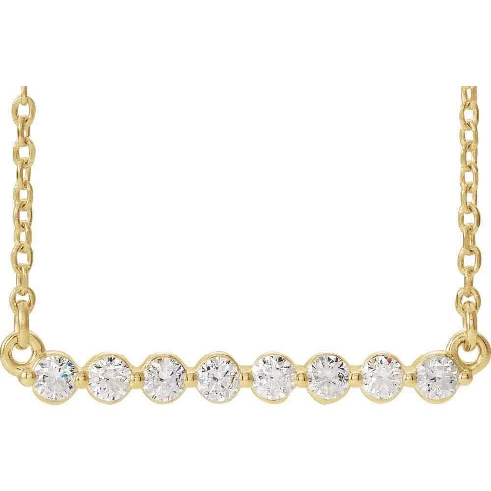 Lab-Grown Diamond Bar Pendant Necklace - 14K Gold Chain for Women - Elegant Minimalist Jewelry Gift for Birthday, Anniversary & Valentine's Day - Perfect for Everyday Wear & Special Occasions