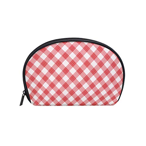 LORVIES Red Gingham Square Pattern Cosmetic Pouch - Stylish Makeup Bag & Travel Organizer Case for Women | Perfect for Toiletries, Cosmetics & Daily Essentials | Great for Travel, Gym & Everyday Use