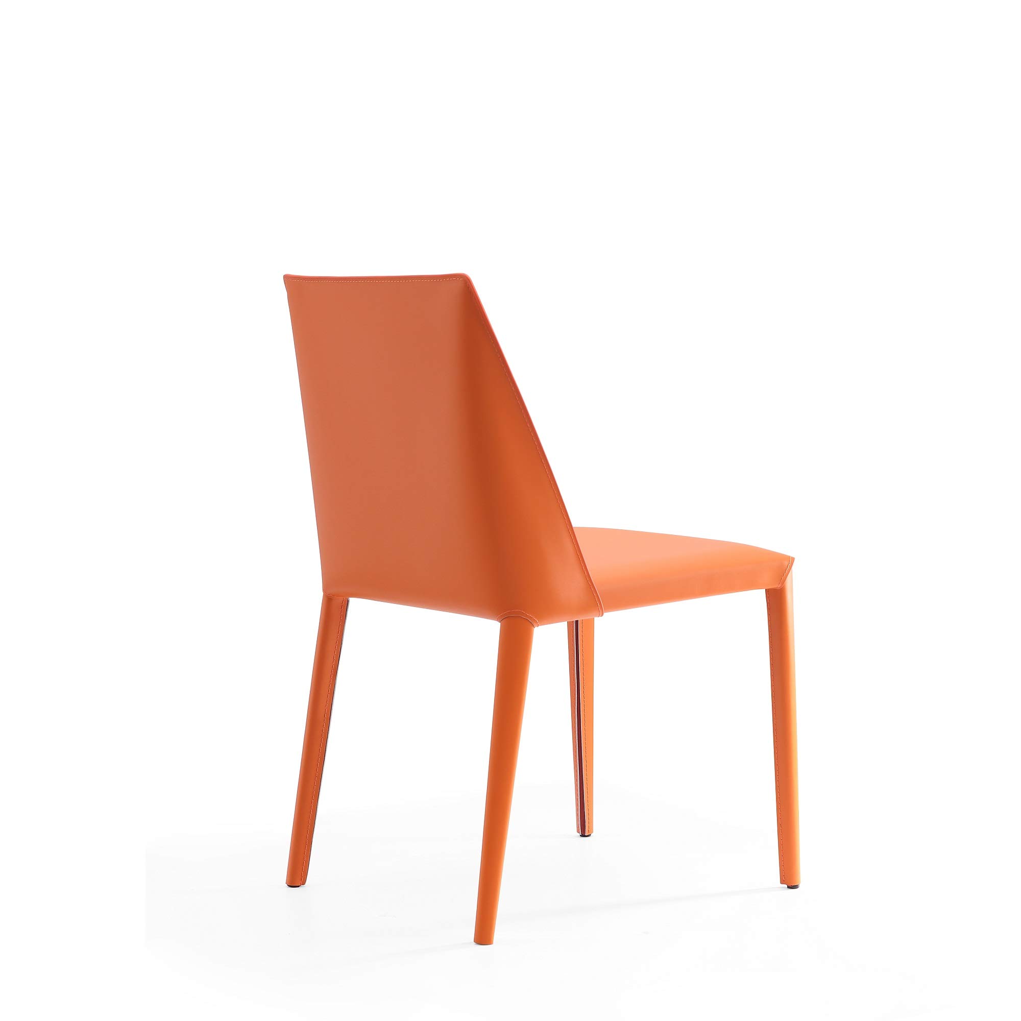 Paris Modern Saddle Leather Dining Chairs Set of 2 - Metal Frame & Comfortable Padded Seat - Fully Assembled Kitchen Accent Furniture in Coral - Perfect for Dining Rooms, Breakfast Nooks & Contemporary Home Decor