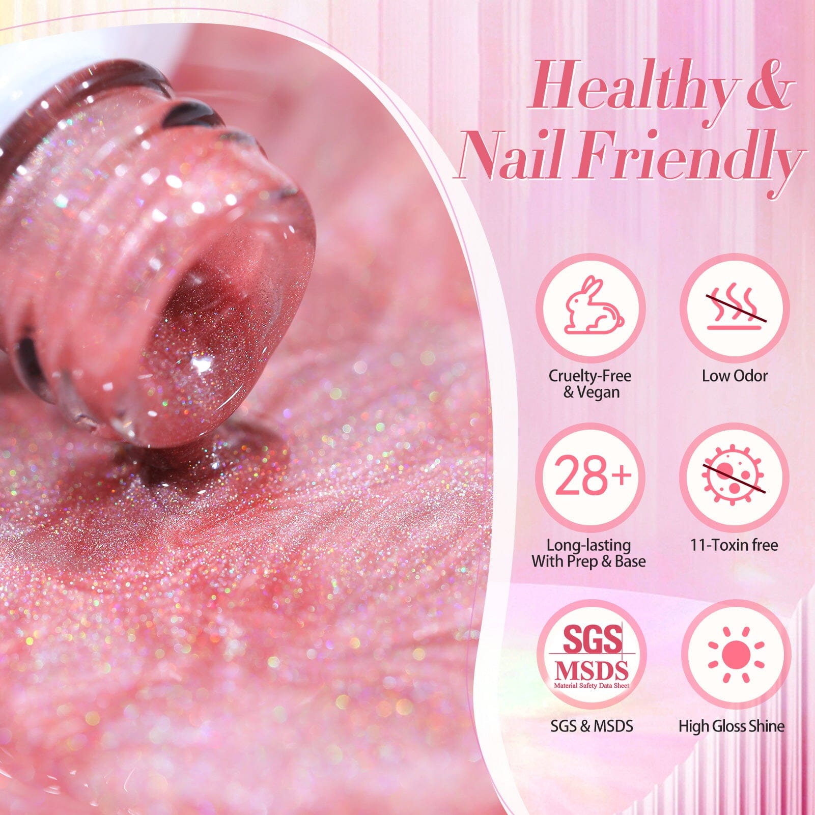 6 Colors Pink Cat Magnetic Gel Polish Set - Iridescent Ceramic Nail Polish 7ml for Manicure & Nail Art - Perfect for Salon, Home Use & Gifts