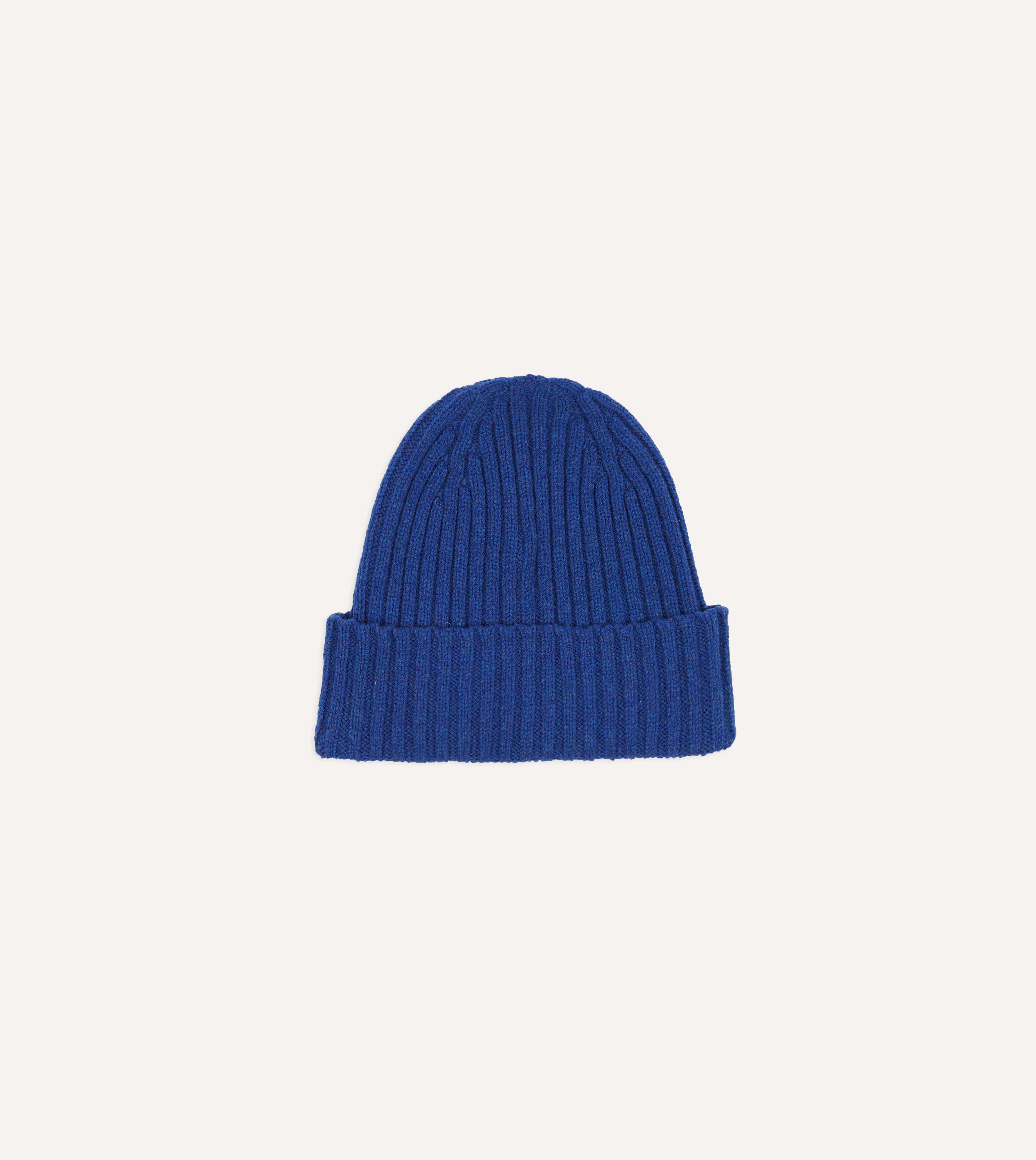 Royal Blue Lambswool Ribbed Knit Cap - Soft Winter Beanie for Men & Women - Perfect for Skiing, Hiking and Cold Weather Outdoor Activities
