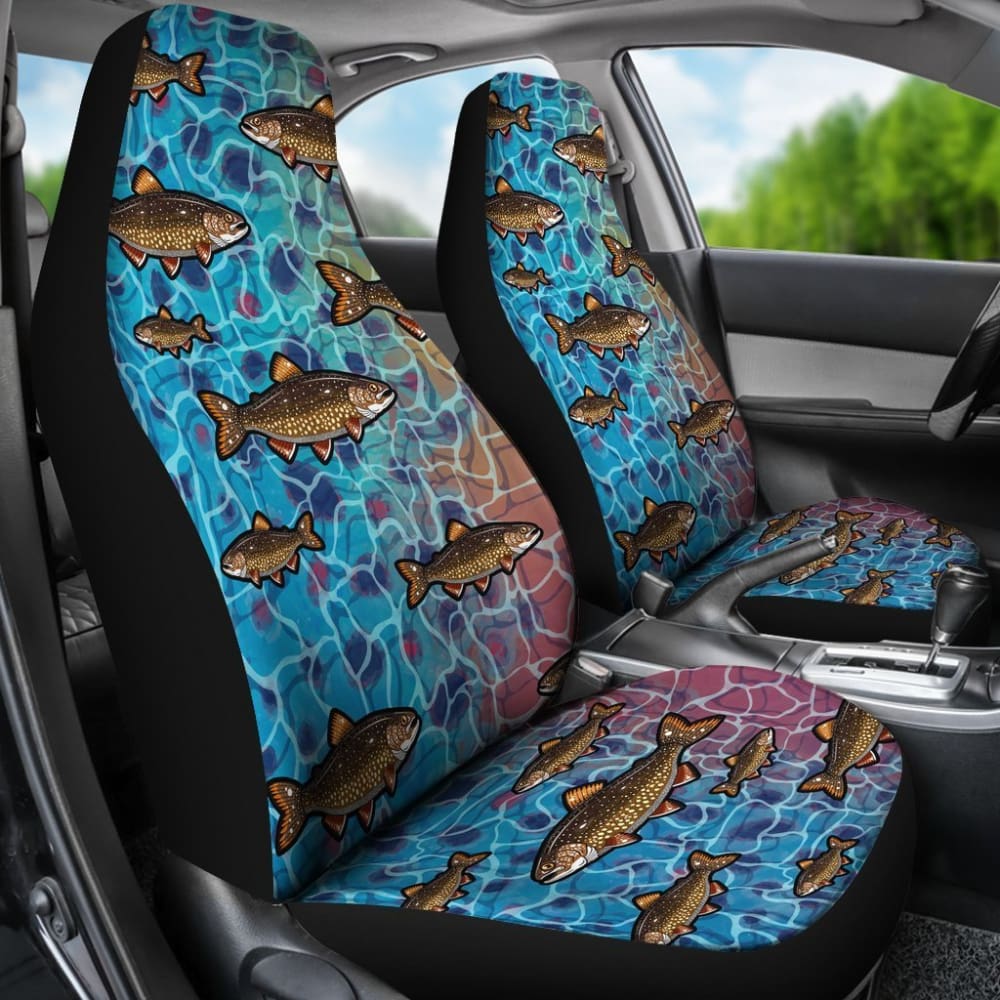 Brown Trout Fish Skin Pattern Waterproof Fishing Car Seat Covers - Durable & Comfortable for Outdoor Adventures, Hunting Trips & Truck Protection
