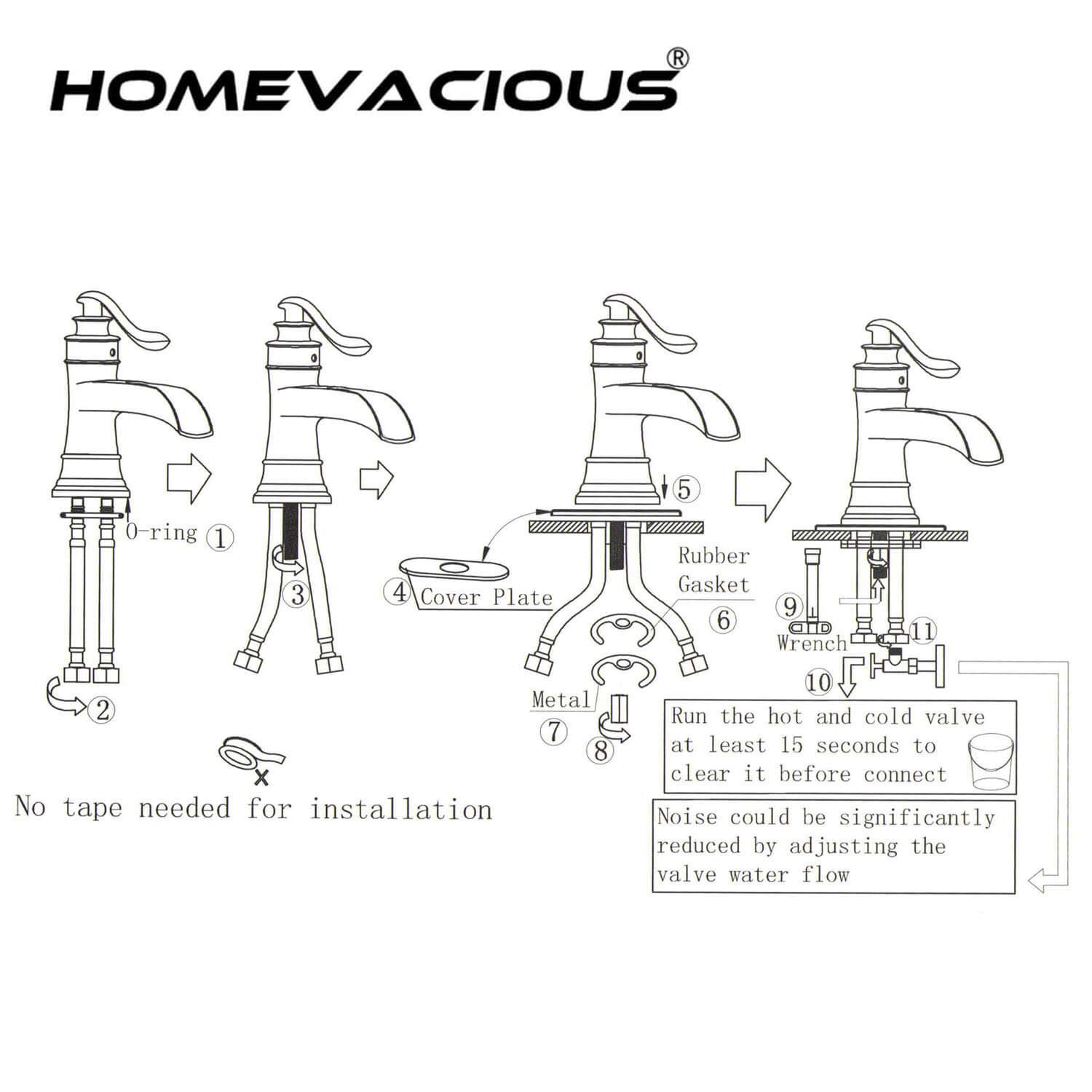 Homevacious Single Hole Waterfall Bathroom Faucet - Chrome Vanity Sink Faucet with Lever Handle, Deck Mount Basin Mixer Tap for Bathroom & Lavatory - Perfect for Modern Homes, Hotels, and Commercial Spaces