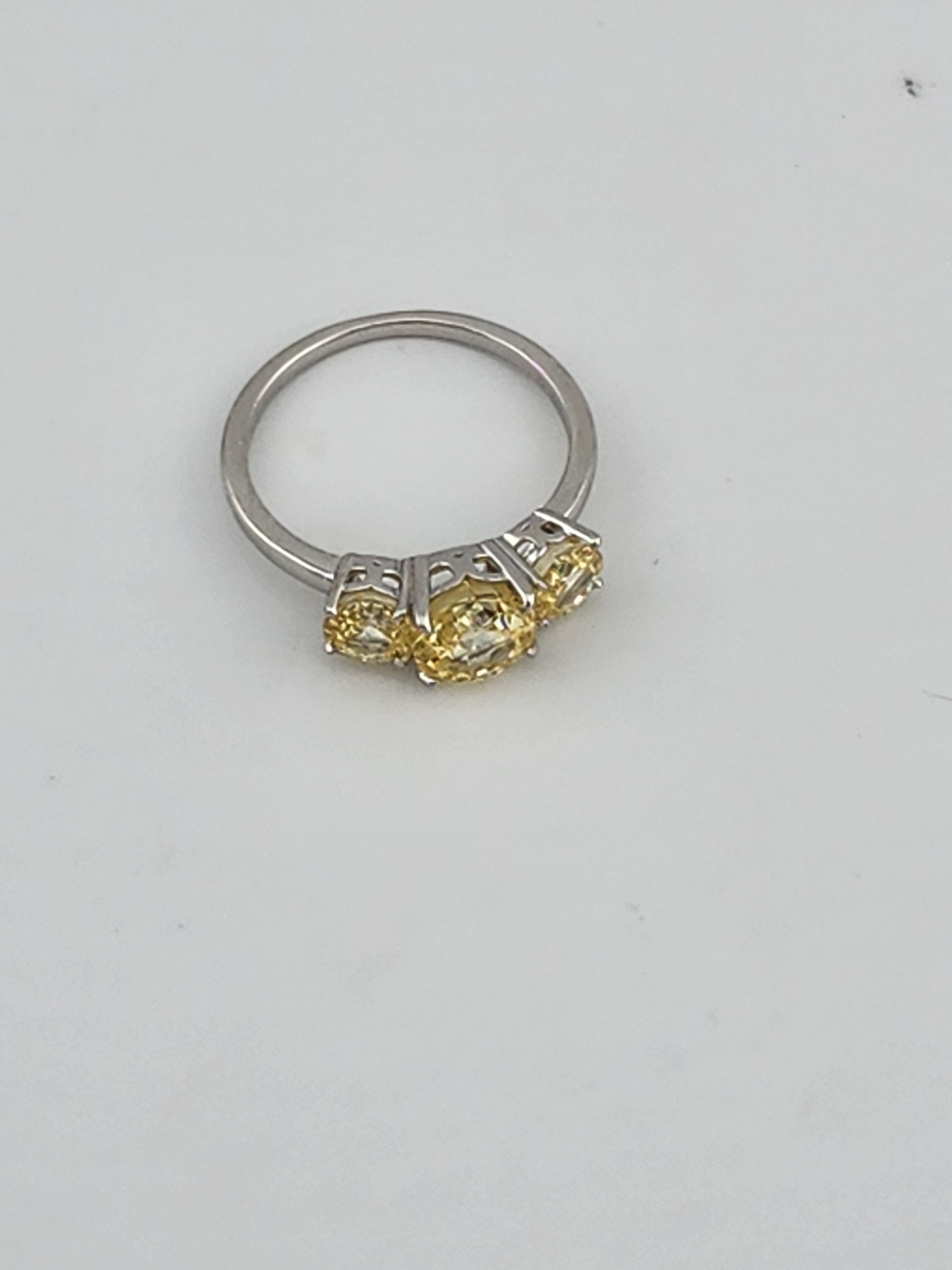 925 Sterling Silver Triple Yellow Gemstone Ring – Elegant Classic Design with Modern Shine | Perfect for Weddings, Anniversaries & Special Occasions