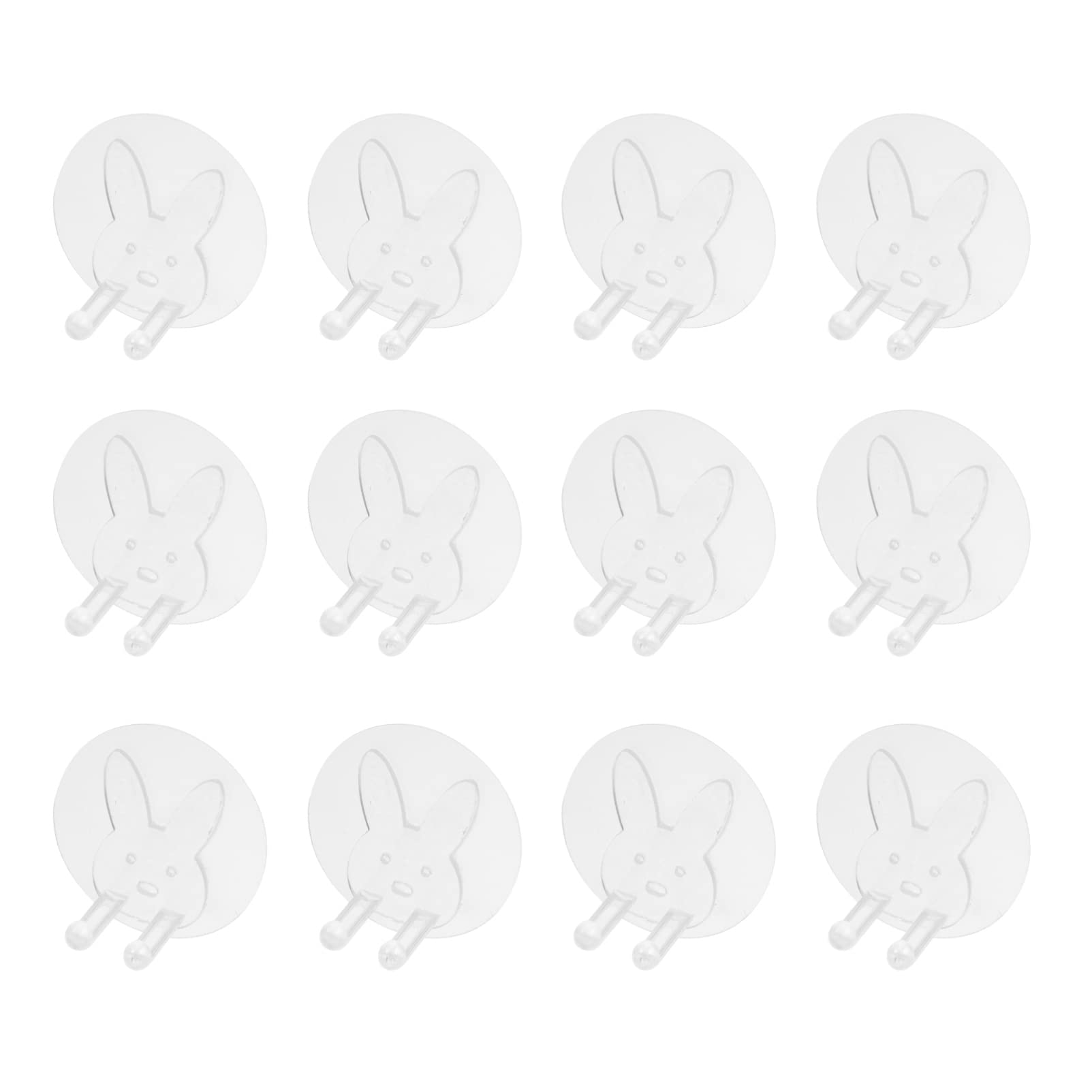 FOMIYES 12-Pack Adhesive Rabbit Wall Hooks - Clear Acrylic Hanging Hooks for Bath Towels, Keys, Coats & Home Decor | No Drill Stick-On Mounting for Bedroom, Bathroom, Kitchen & Office Organization
