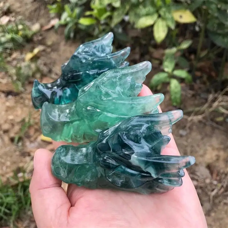 7.5CM Natural Fluorite Dragon Skull Crystal Carving - Healing Stone, Fashion Jewelry & Home Decor - Unique Birthday & Holiday Gift (1pc) for Meditation, Energy Work & Gothic Decor