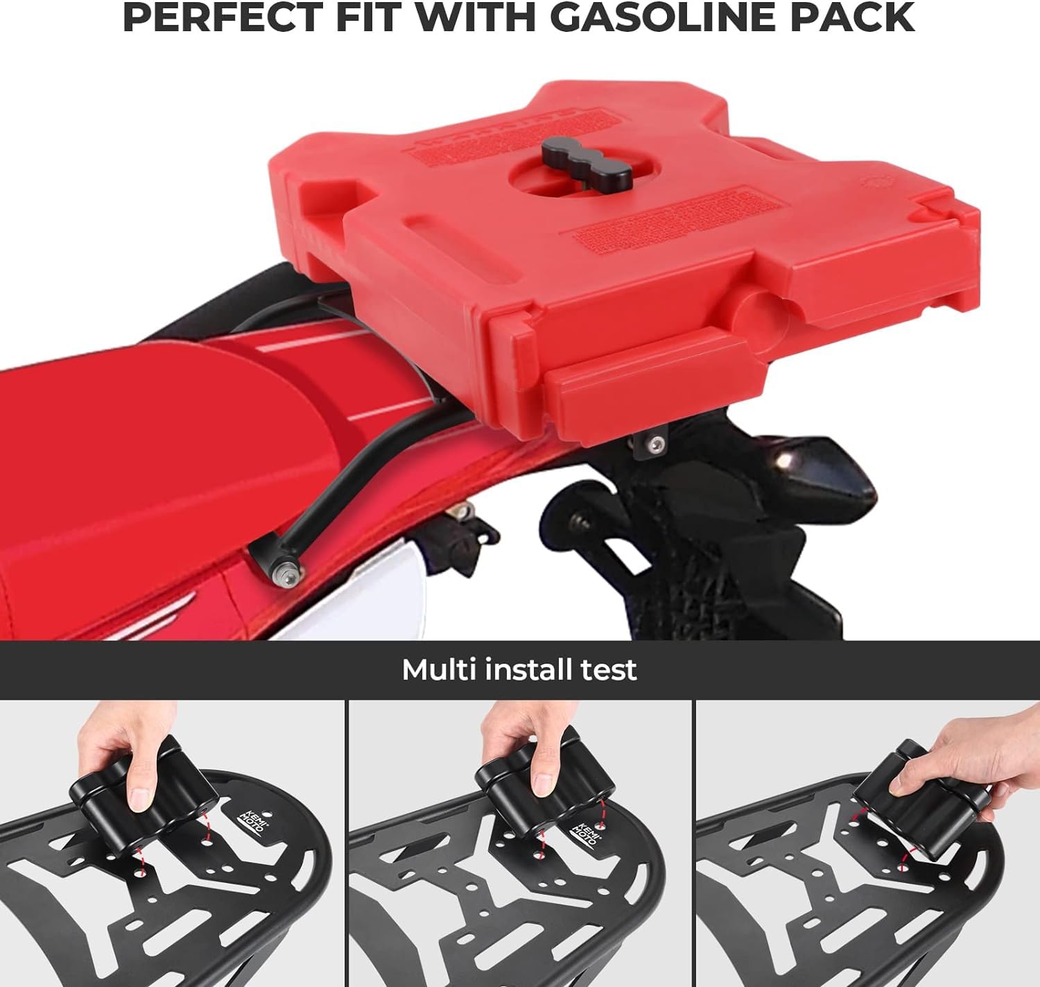 KEMIMOTO Heavy Duty Rear Rack for Honda CRF450L/CRF450RL (2019-2024) - Durable Motorcycle Luggage Carrier & Tail Storage Rack for Enduro Adventure Riding, Off-Road Camping & Long-Distance Travel