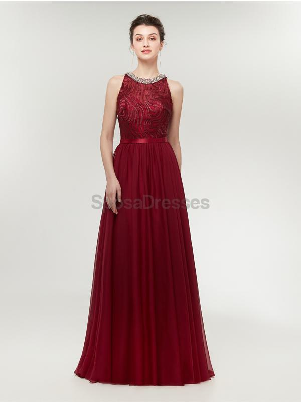 Elegant Red Beaded Long Evening Prom Dress for Women - Perfect for Formal Parties, Homecoming, and Special Occasions | Style 12002