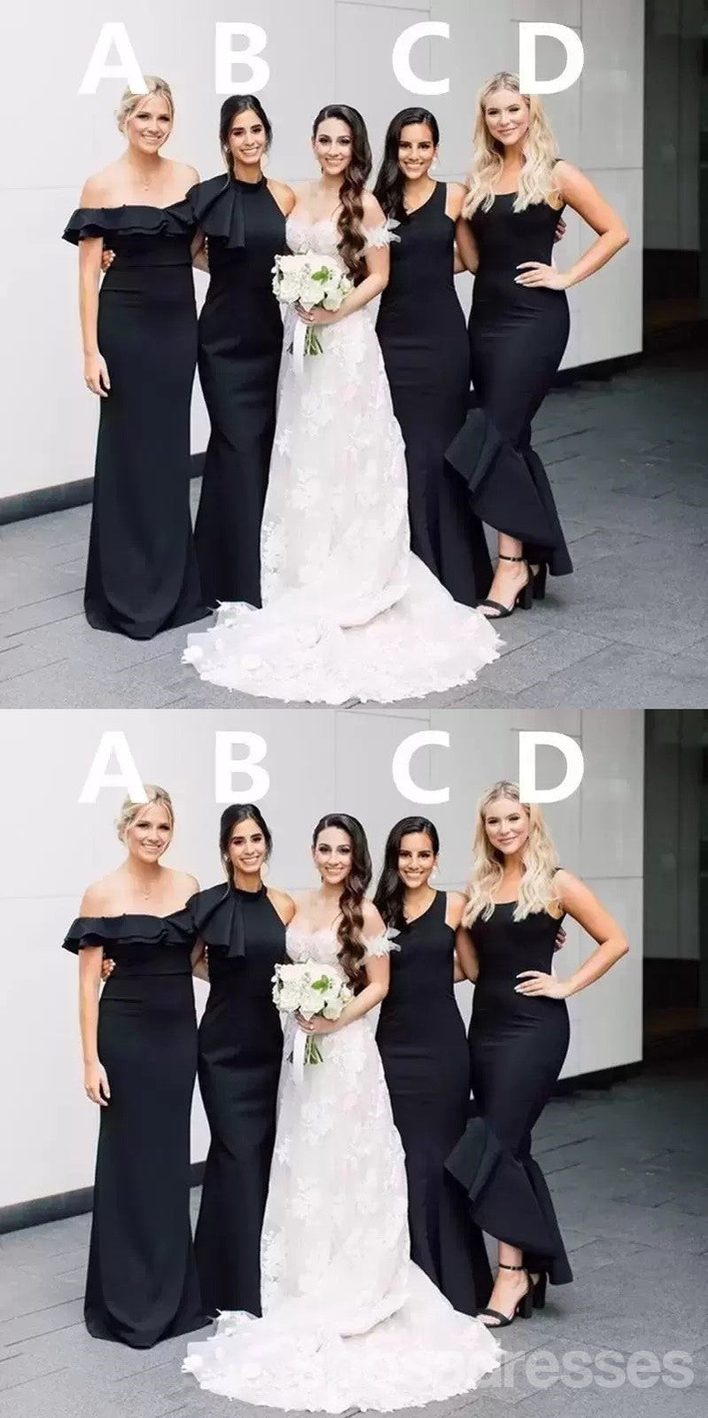 Elegant Black Mermaid Bridesmaid Dresses for Wedding Party - WG1244 | Long Formal Gowns for Bridesmaids, Prom & Special Occasions