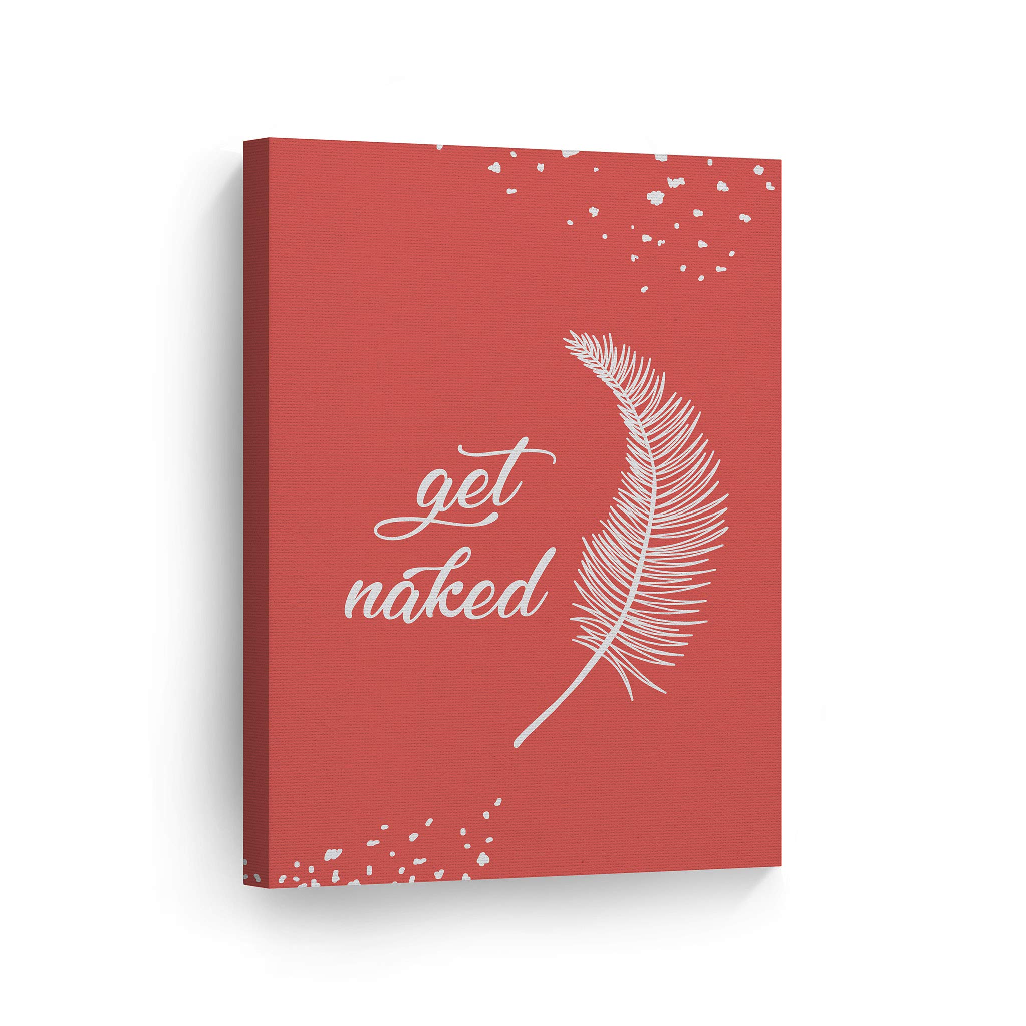 Naked Typography Bathroom Decor Canvas Print - Feather Bathroom Sign Wall Art - Ready to Hang Home Decoration (36x24) - Perfect for Powder Rooms, Guest Bathrooms & Spa-Inspired Decor - Made in USA