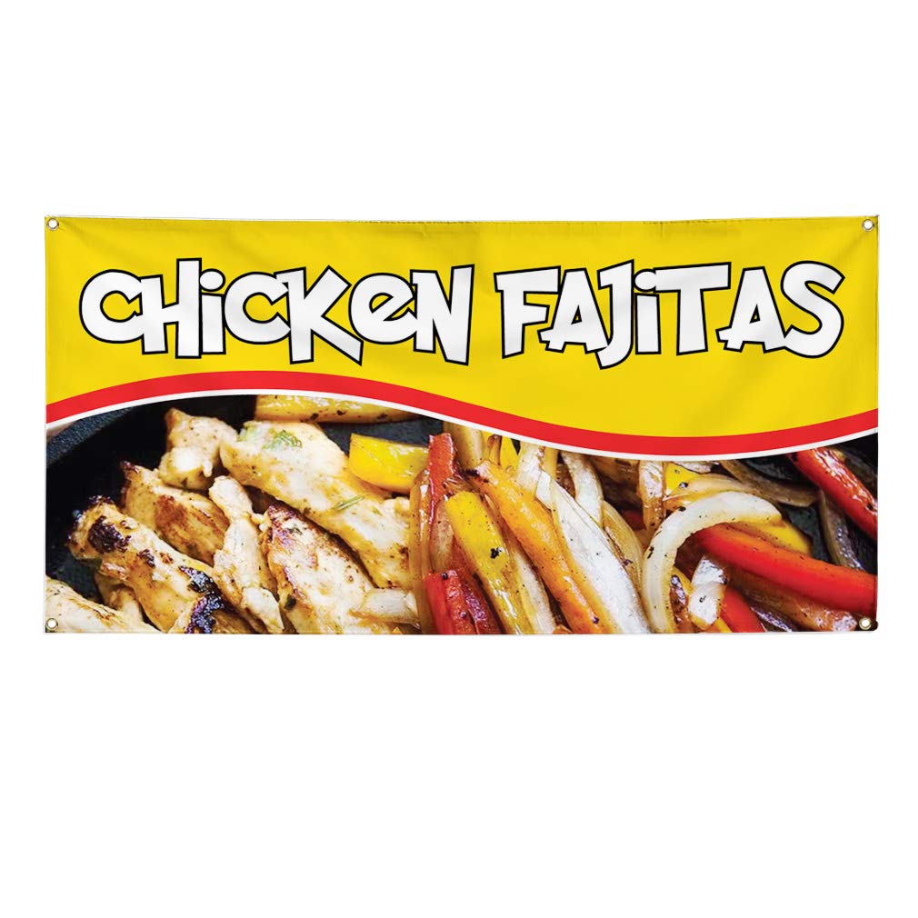 Custom Vinyl Banner - 48x96 Inches Weatherproof Outdoor Sign with 8 Grommets | Restaurant Advertising, Food Promotion & Industrial Yard Signs | Perfect for Chicken Fajita Specials, Business Events & Outdoor Marketing