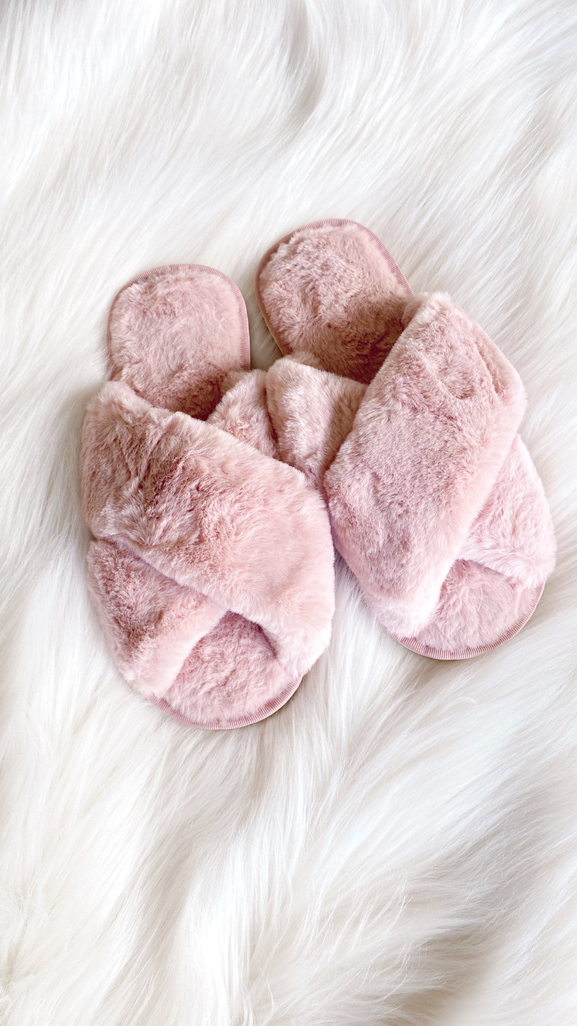 Jessica Fluffy Slippers for Women - Soft Light Pink House Shoes - Cozy Indoor/Outdoor Slide Sandals for Relaxing at Home, Spa Days & Lounging