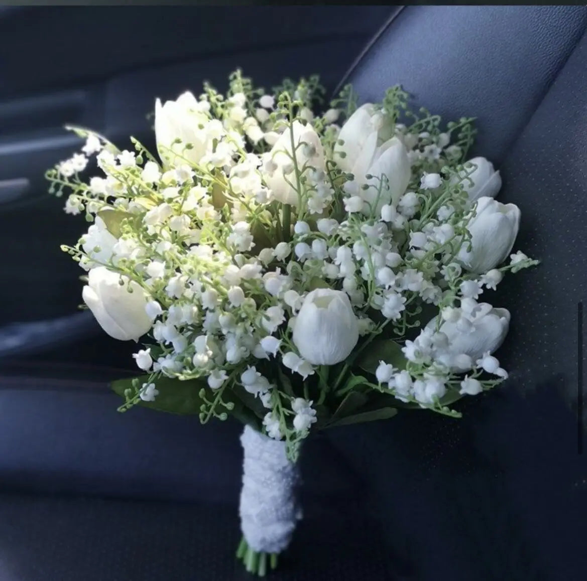 White Calla Lily Bridal Bouquet - Handmade Artificial Silk Wedding Flowers for Bridal Shower, Ceremony & Home Decor