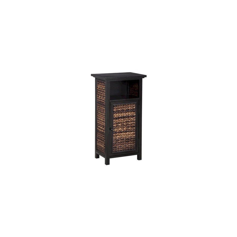 Mudhut Andres Seagrass Bathroom Storage Cabinet - Espresso Brown Woven Storage Organizer for Bath Towels, Toiletries & Cosmetics | Perfect for Small Bathrooms, Powder Rooms & Spa Areas