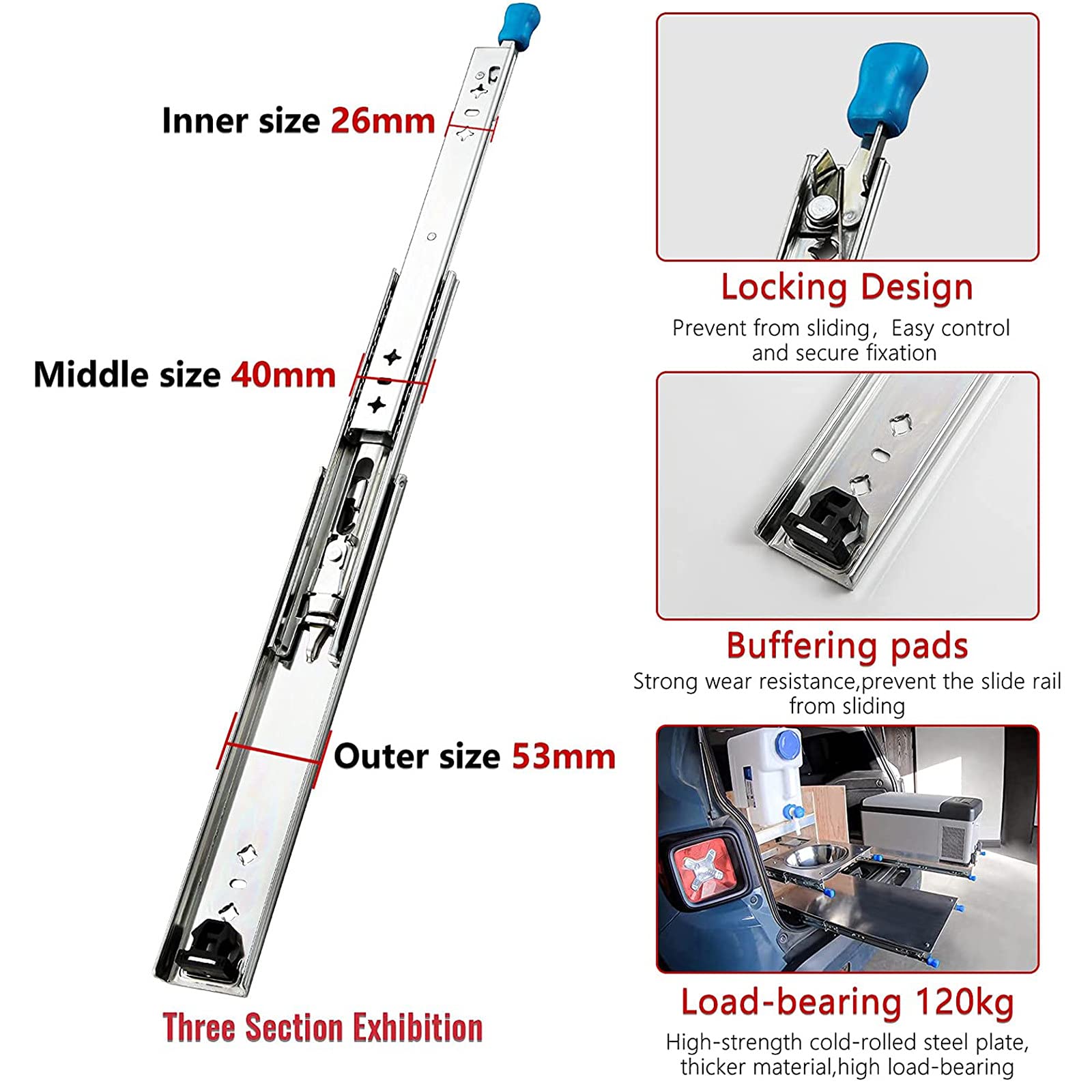 Soft Close Ball Bearing Drawer Slides - 32 Inch Heavy Duty Full Extension Side Mount Drawer Rollers (1 Pair 800mm) - Perfect for Kitchen Cabinets, Dressers & Furniture Installation