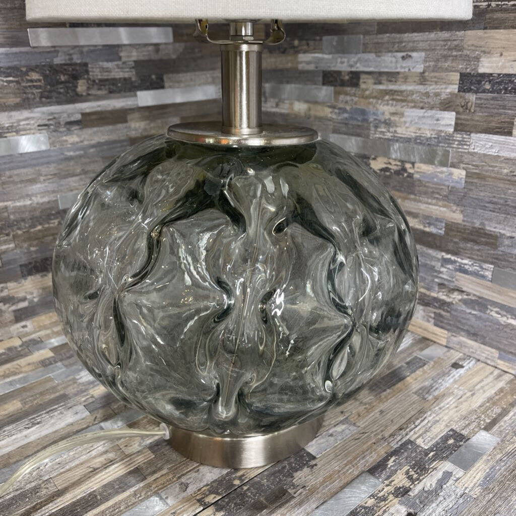 Mottled Spherical Glass Table Lamp with Base - 9W x 19H Modern Lighting for Bedroom, Living Room & Office Decor