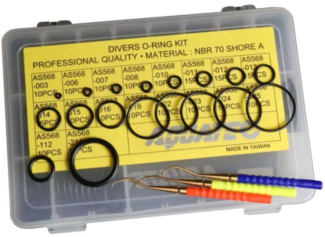 Aquatec Scuba Diving O-Ring Kit with Tools - 200 Piece Set for Underwater Equipment Repair and Maintenance - Perfect for Scuba Divers, Snorkelers, and Water Sports Enthusiasts