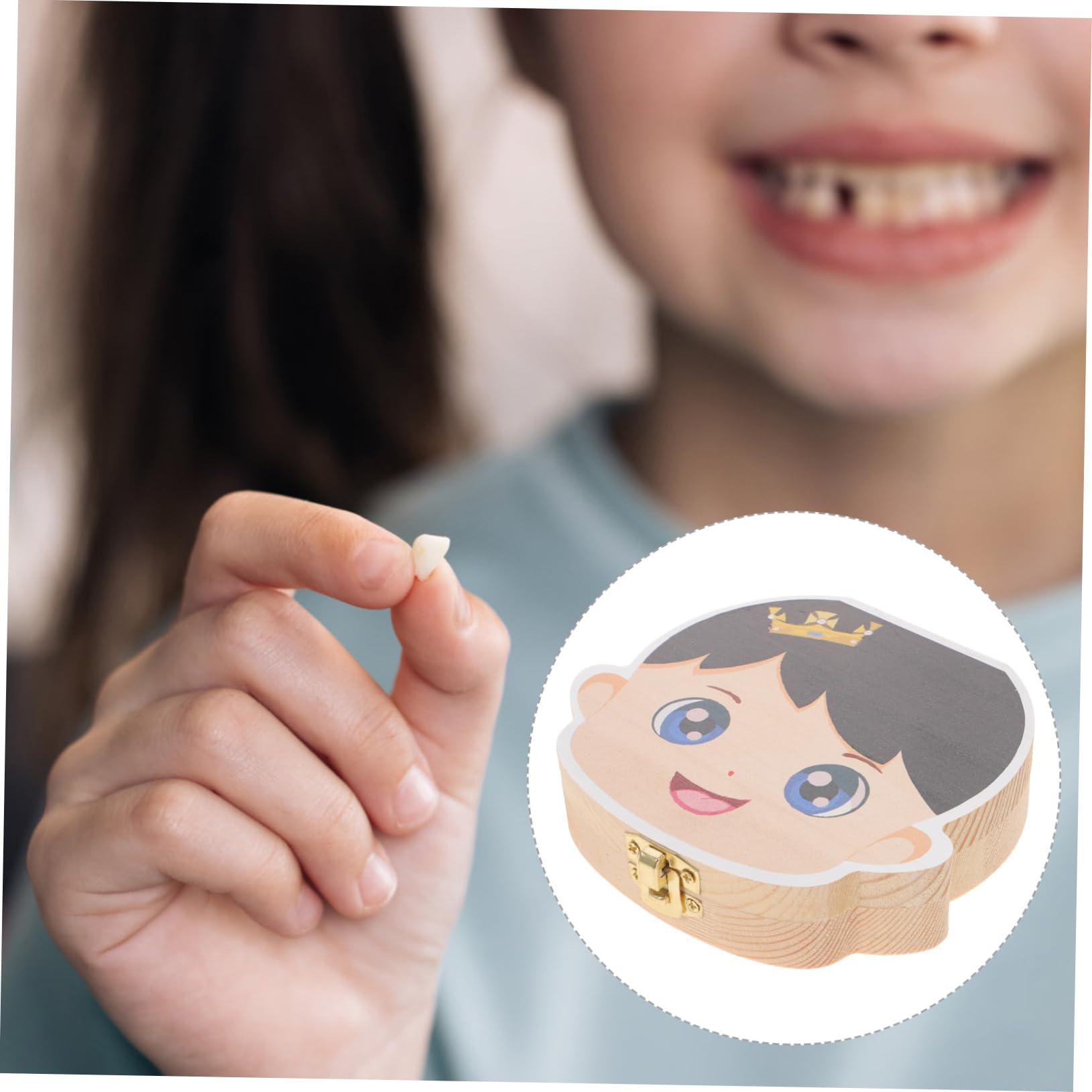 CORHAD Wooden Baby First Tooth Keepsake Box for Boys & Girls - Safe & Adorable Cartoon Tooth Fairy Container - Perfect for Storing Milk Teeth & Creating Magical Memories (Baby Shower Gift, Nursery Decor)