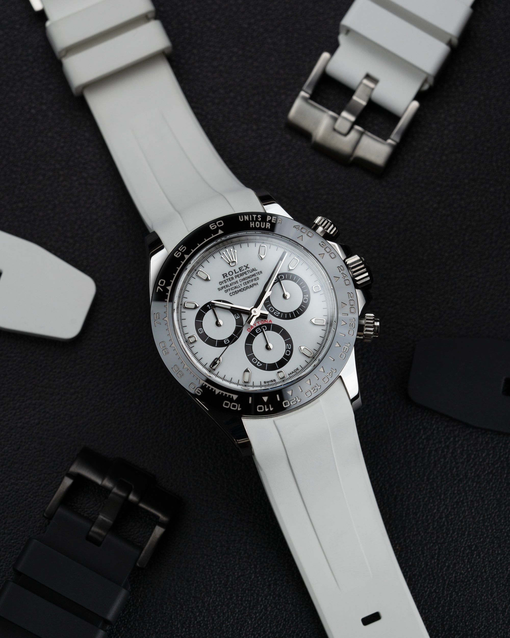 Original Rolex Daytona 116500LN Panda Rubber Watch Band - Durable Replacement Strap for Sports, Diving & Everyday Wear