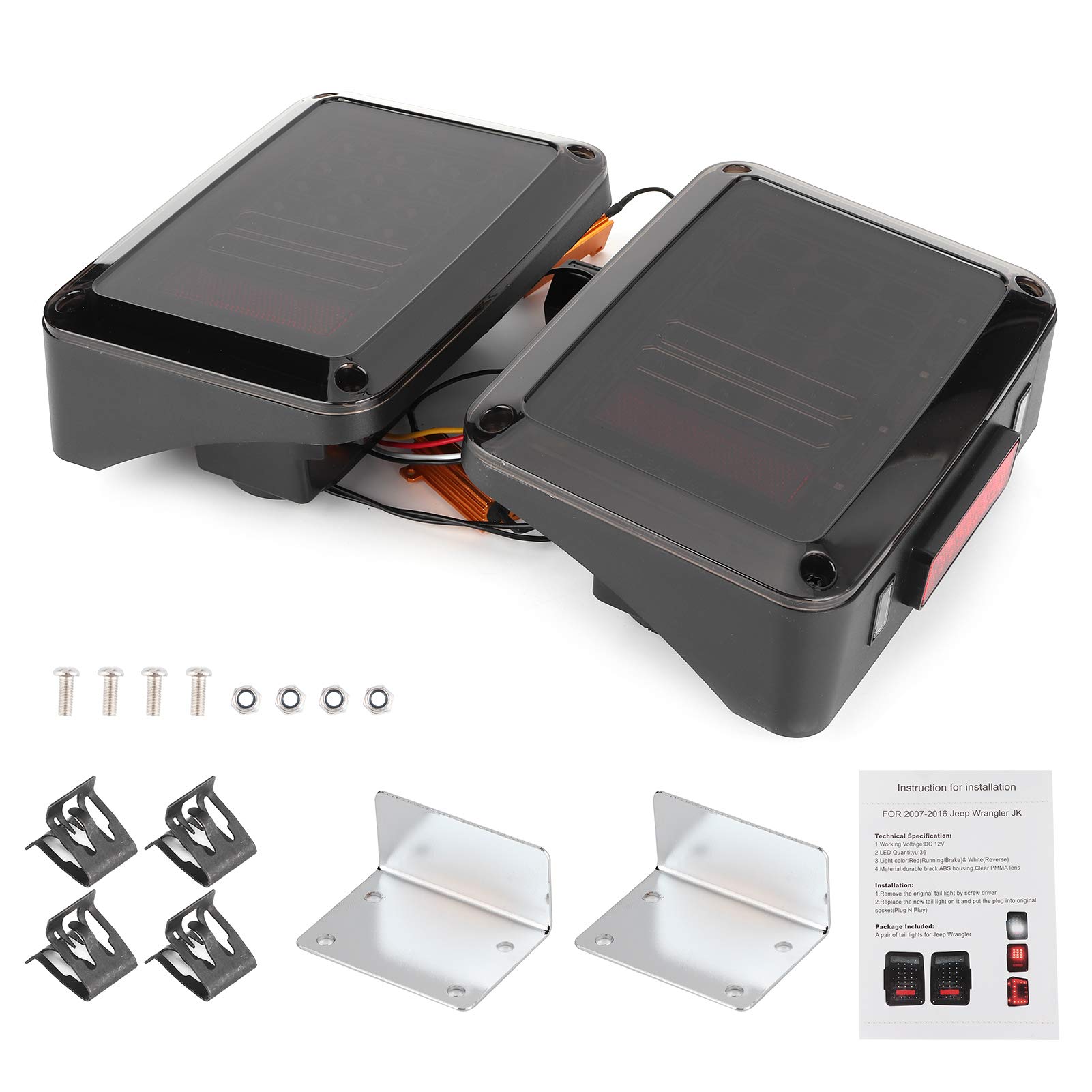 2007-2016 Jeep JK LED Tail Light Pair - Multi-Functional Rear Lamp for Car Modification & Retrofitting, Enhanced Night Driving Safety