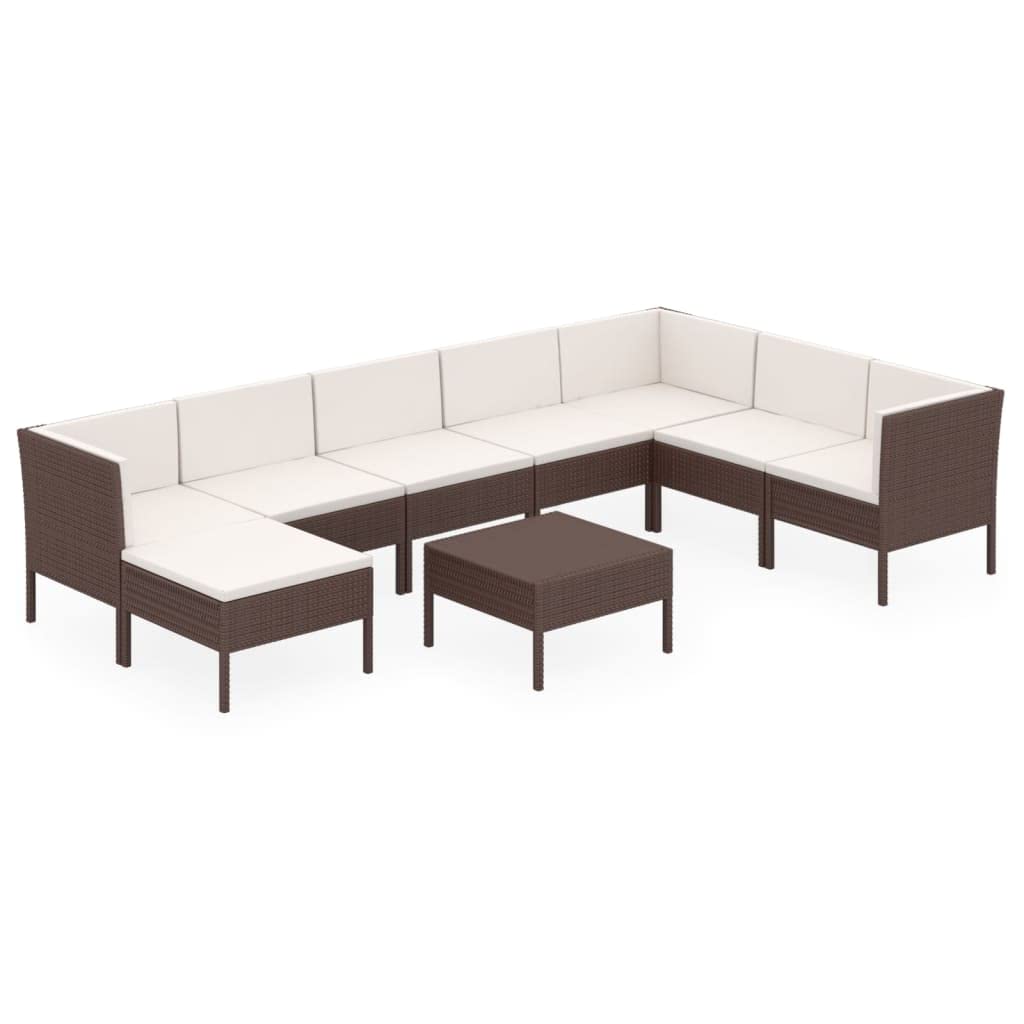 vidaXL 6-Piece Poly Rattan Patio Lounge Set with Comfortable Cushions - Weather-Resistant Outdoor Furniture in Brown/Cream White - Perfect for Garden, Poolside & Backyard Relaxation