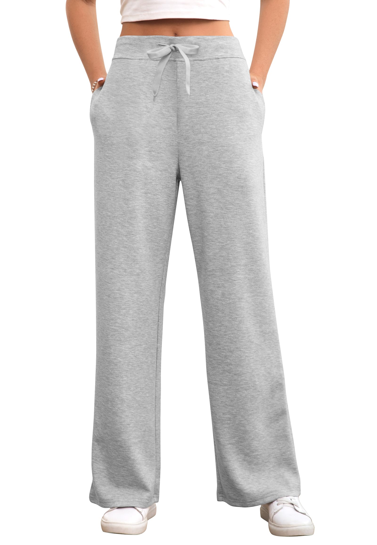 ZJCT Women's High Waisted Sweatpants - Wide Leg Loose Lounge Pants with Drawstring & Pockets | Casual Yoga Pants for Home, Workout & Travel