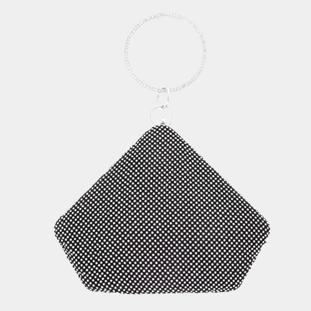 Stylish Black Bling Angled Evening Tote Crossbody Bag for Women - Perfect for Parties, Weddings & Night Out