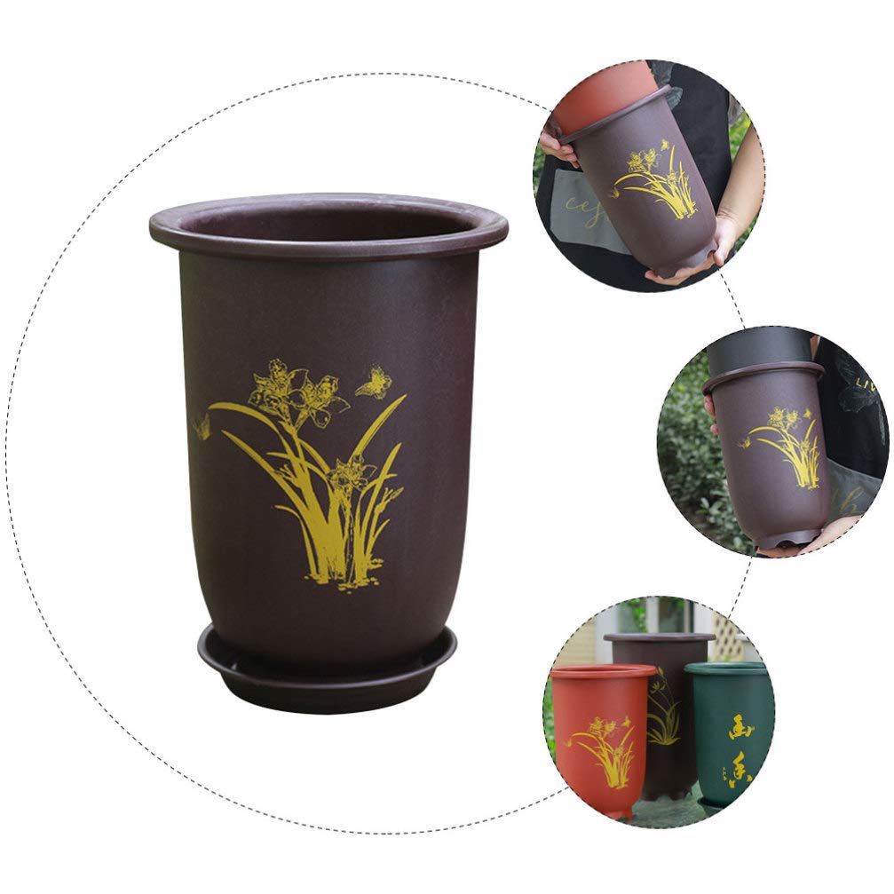 1 Set Imitation Purple Sand Flower Pot - Large Tall Planters for Trees, Garden & Office - Outdoor Plastic Planting Pots for Seeding & Decor
