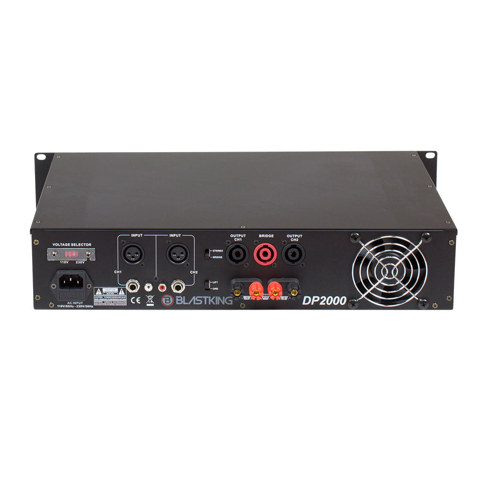 Blastking DP2000 2 Channel Professional Power Amplifier - 2000W High Performance Audio Amp for DJ, Live Sound & Home Theater Systems