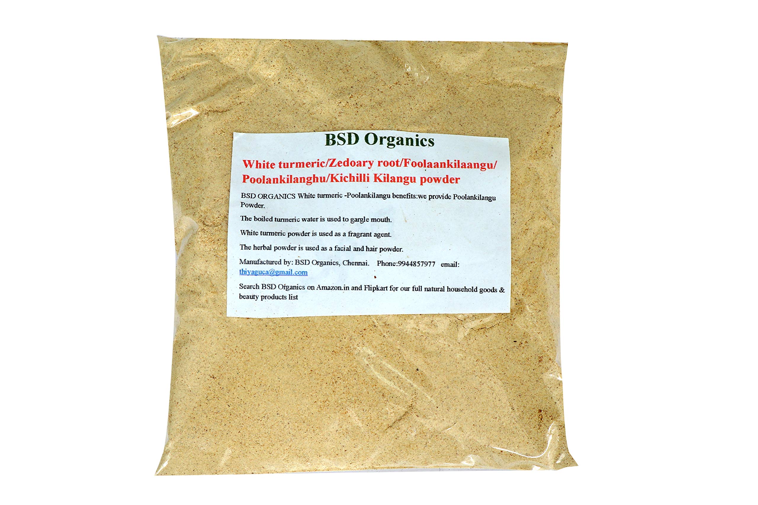 Organic White Turmeric Powder (Zedoary Root, Kichilli Kilangu) - 100g | Natural Ayurvedic Remedy for Digestion & Skin Care | Perfect for Teas, Face Masks & Cooking