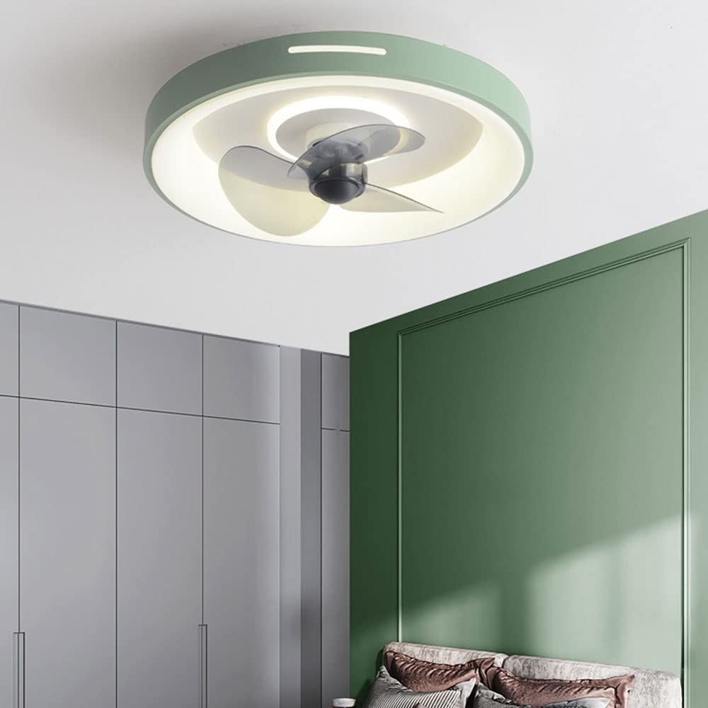 FIZZOQI Modern Nordic Ceiling Fan with LED Light - Smart Ultra-Thin Invisible Fan for Kids Bedroom, Dining Room & Home Decor | Energy Saving Green Lighting Solution