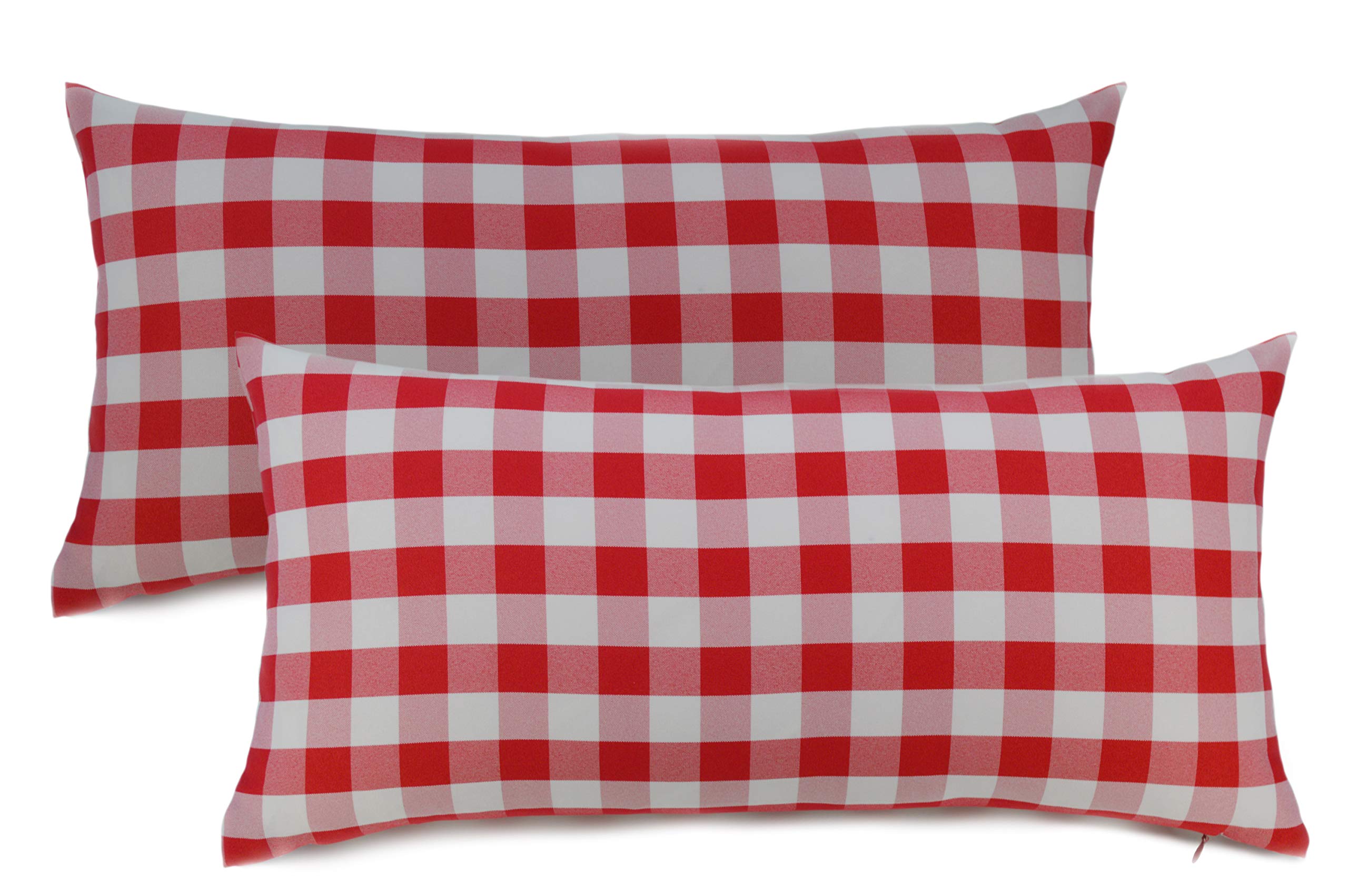 Aiking Home 2-Pack Red and White Checkered Throw Pillow Covers - 14x26 Inch Decorative Cushion Covers for Sofa, Bed, Living Room - 100% Polyester Home Decor for Picnic, Farmhouse, Bohemian Style