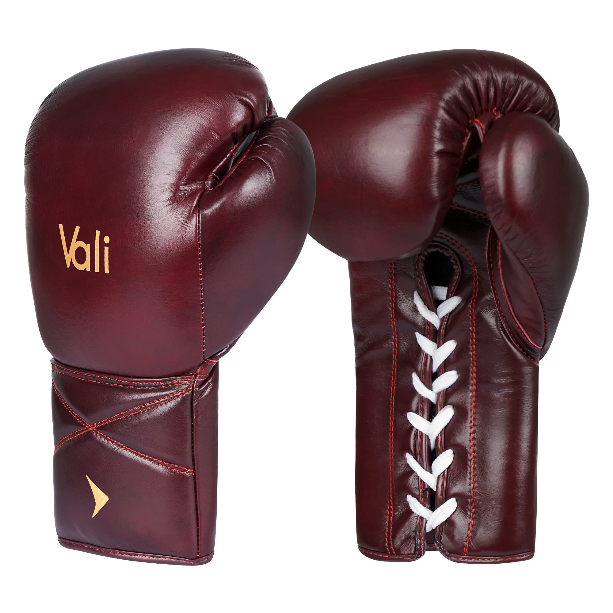 Vali Lancer Professional Leather Lace-Up Boxing & MMA Gloves for Sparring & Training - Premium Fight Gear for Competition & Gym Workouts
