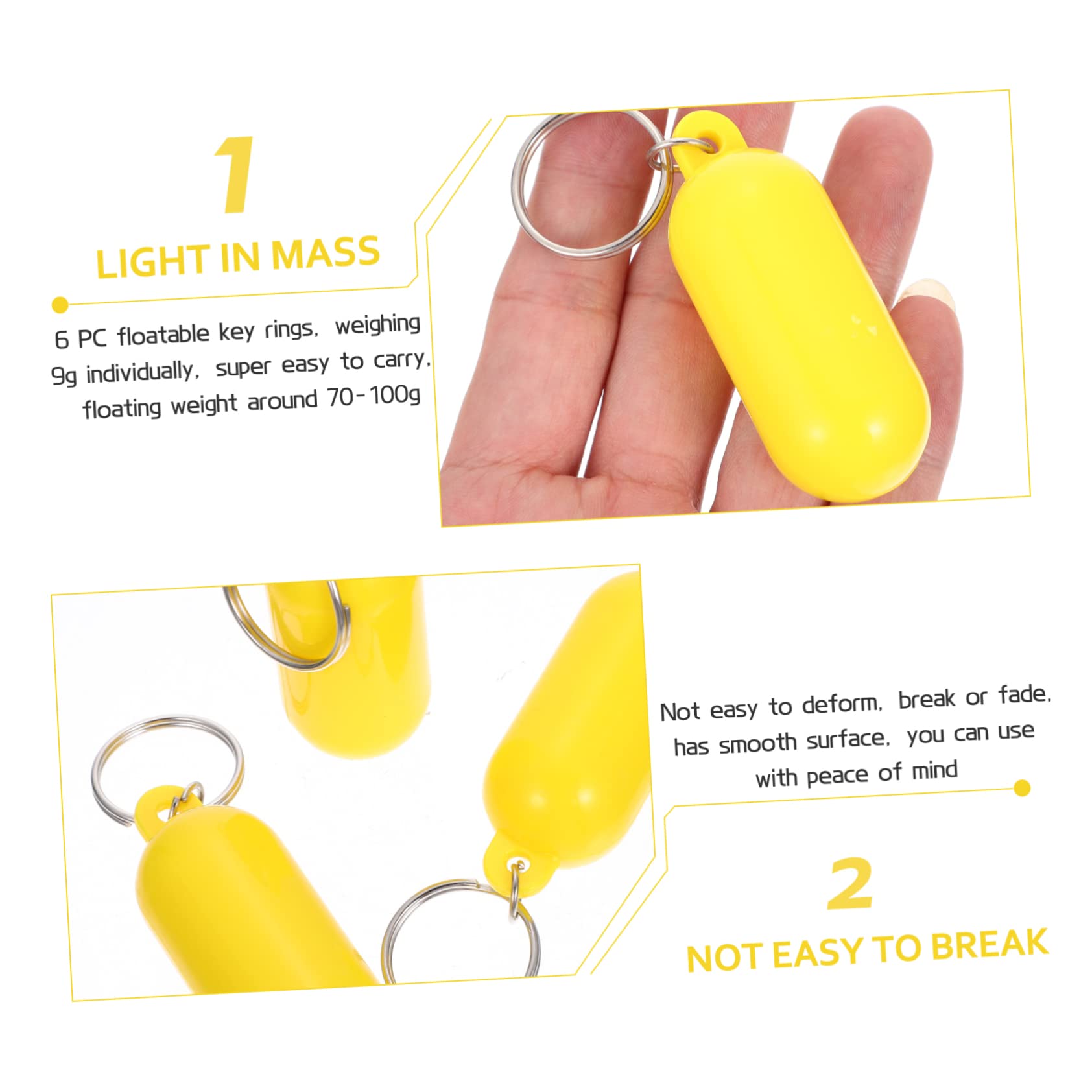 GOOHOCHY 4 Sets Marine Floating Keychains - Waterproof Boat Keyrings with Oval Tube Float (6pcs x 4) for Sailing, Kayaking, Fishing & Water Sports Accessories