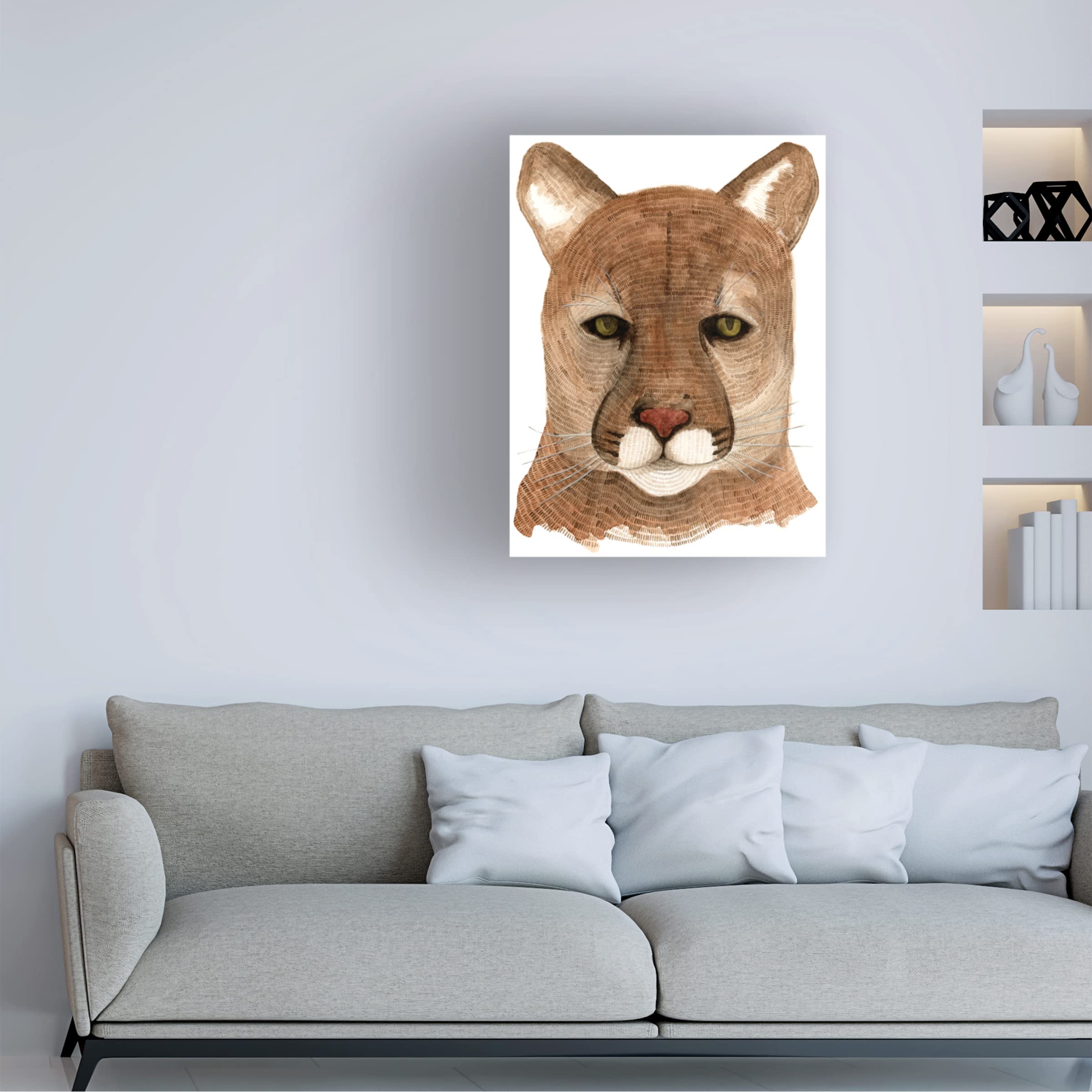 Trademark Fine Art 'Cougar' Canvas Wall Art by Jeannine Saylor - Stunning Wildlife Painting for Living Room, Bedroom & Office Decor