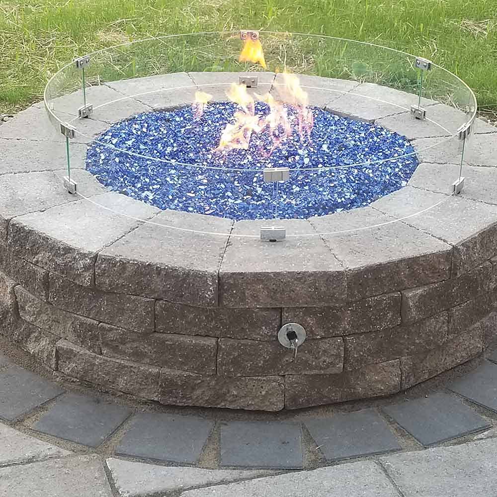 HPC Penta Match Lit Fire Pit Burner Kit - 12-Inch Stainless Steel Burner & 18-Inch Round Flat Pan - Propane Gas Fire Pit Accessories with Chrome Finish, Flange, Key, Valve & Flex Line - Perfect for Backyard, Patio, and Outdoor Gatherings