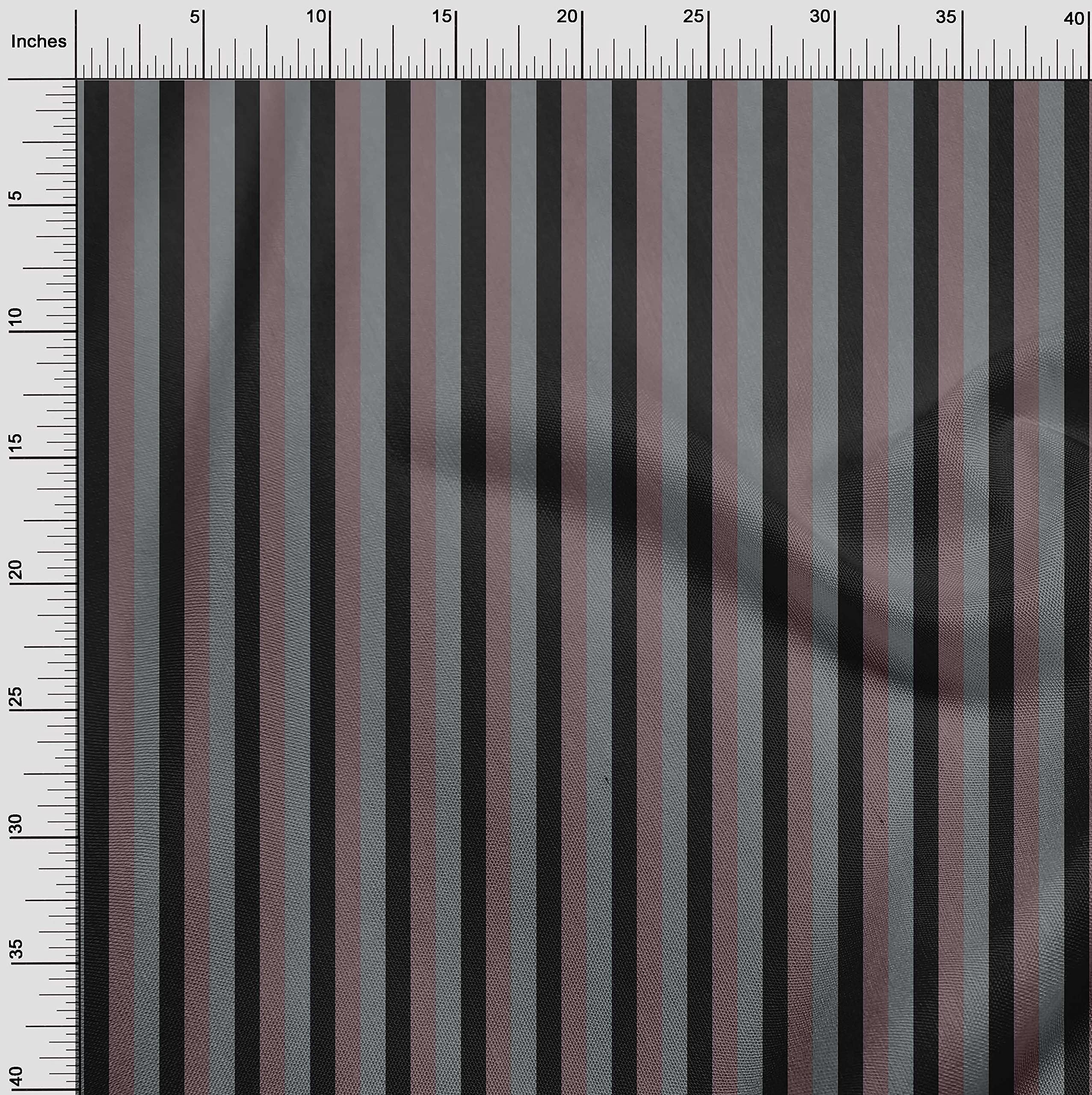 oneOone Polyester Spandex Dusty Brown Striped Fabric - 56 Inch Wide Printed Craft Material for Sewing, DIY Projects & Home Decor | Premium Quality by The Yard (M6K)