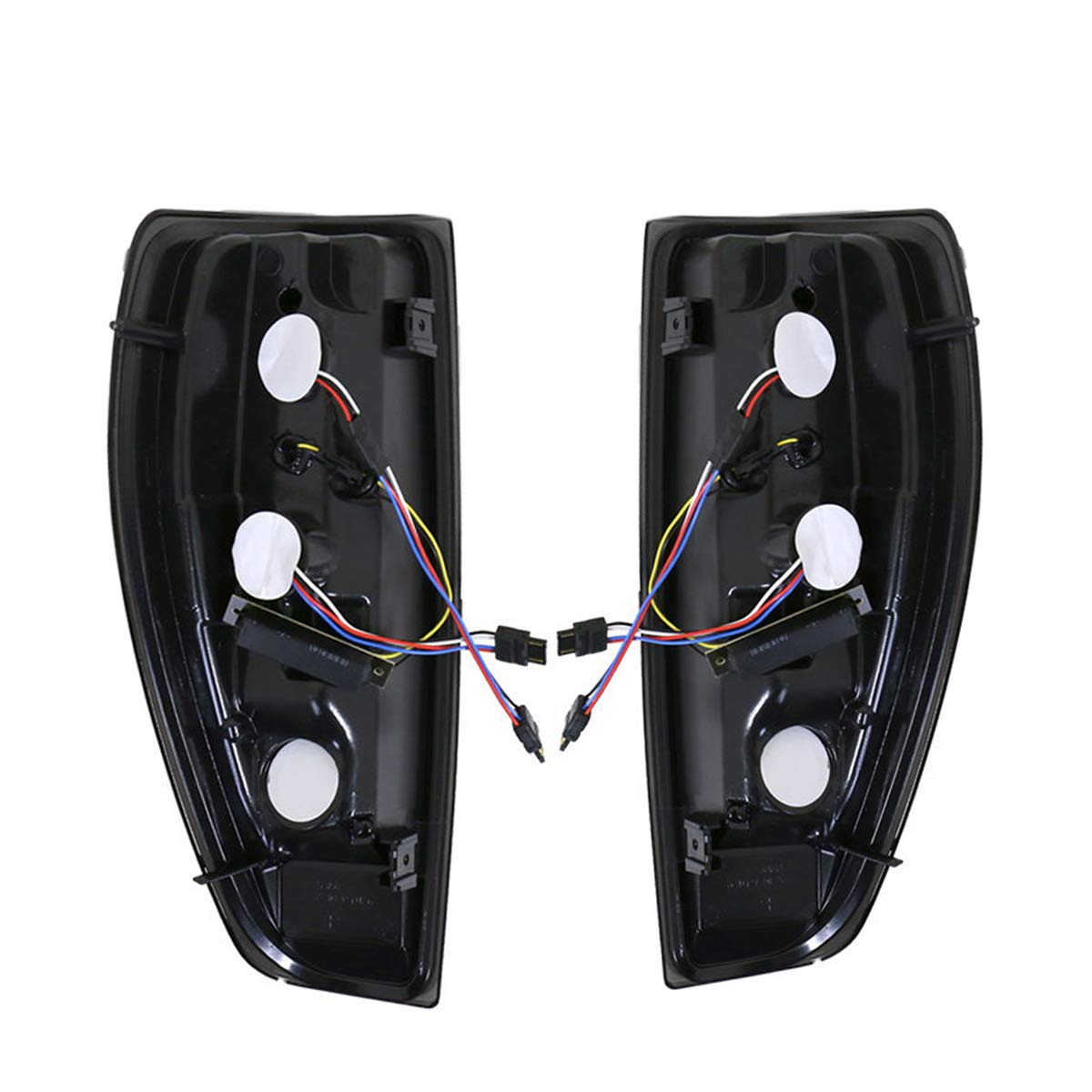 Replacement LED Tail Lights for 2004-2012 Chevy Colorado & GMC Canyon - Black Housing with Smoked Lens & White Streak Design - Perfect for Off-Roading, Truck Upgrades & Night Driving Safety