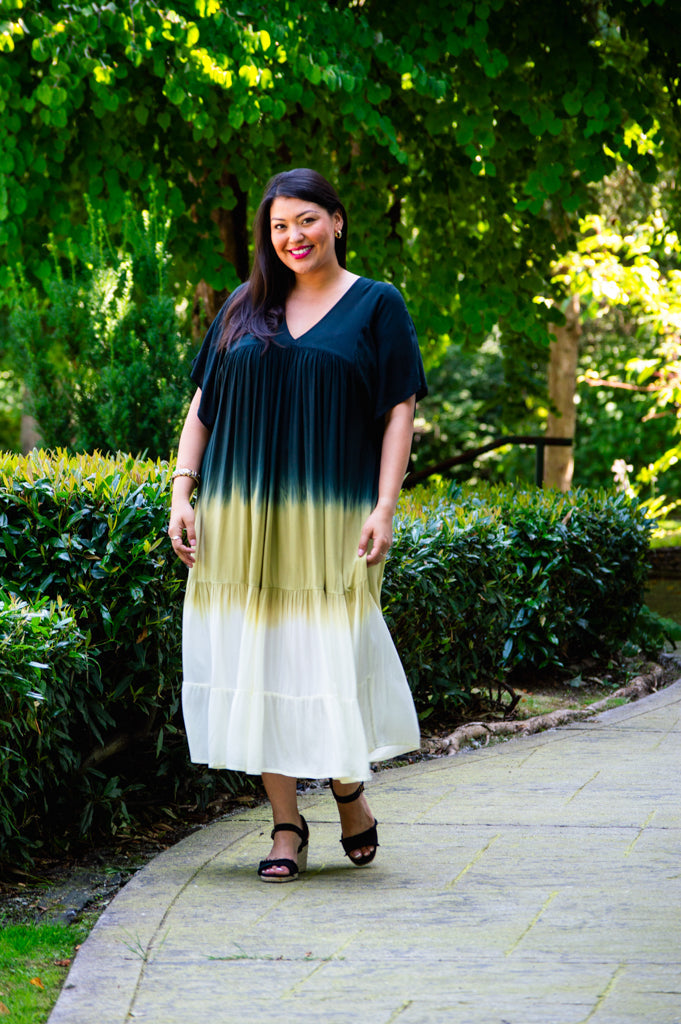 Empress Elegant Black Dip Dye Maxi Dress for Women - Perfect for Evening Parties, Weddings & Special Occasions
