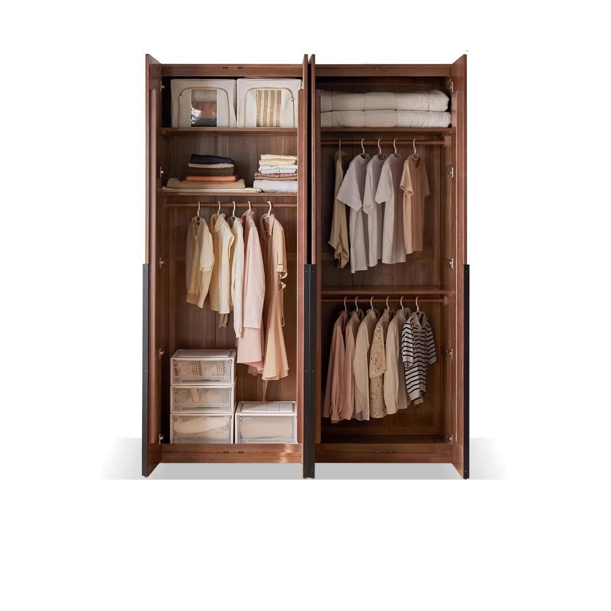 Solid Oak Wood Wardrobe - Spacious & Durable Closet Organizer for Bedroom, Living Room, or Walk-In Closet Storage