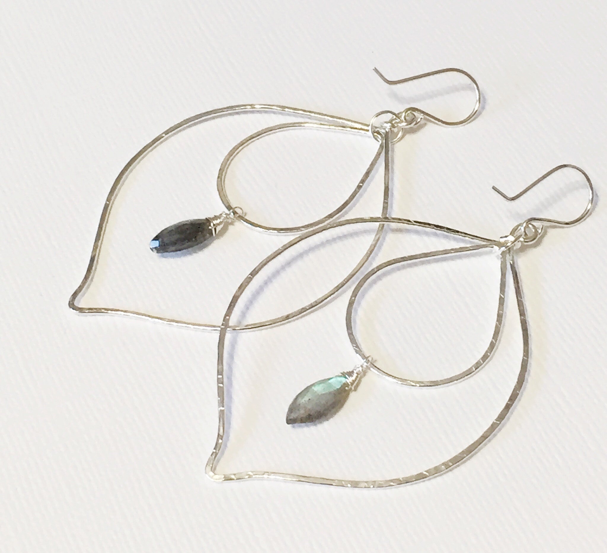Labradorite Peacock Hoop Earrings for Women - Elegant Blue Green Gemstone Jewelry - Perfect for Parties, Weddings & Everyday Wear (E516)