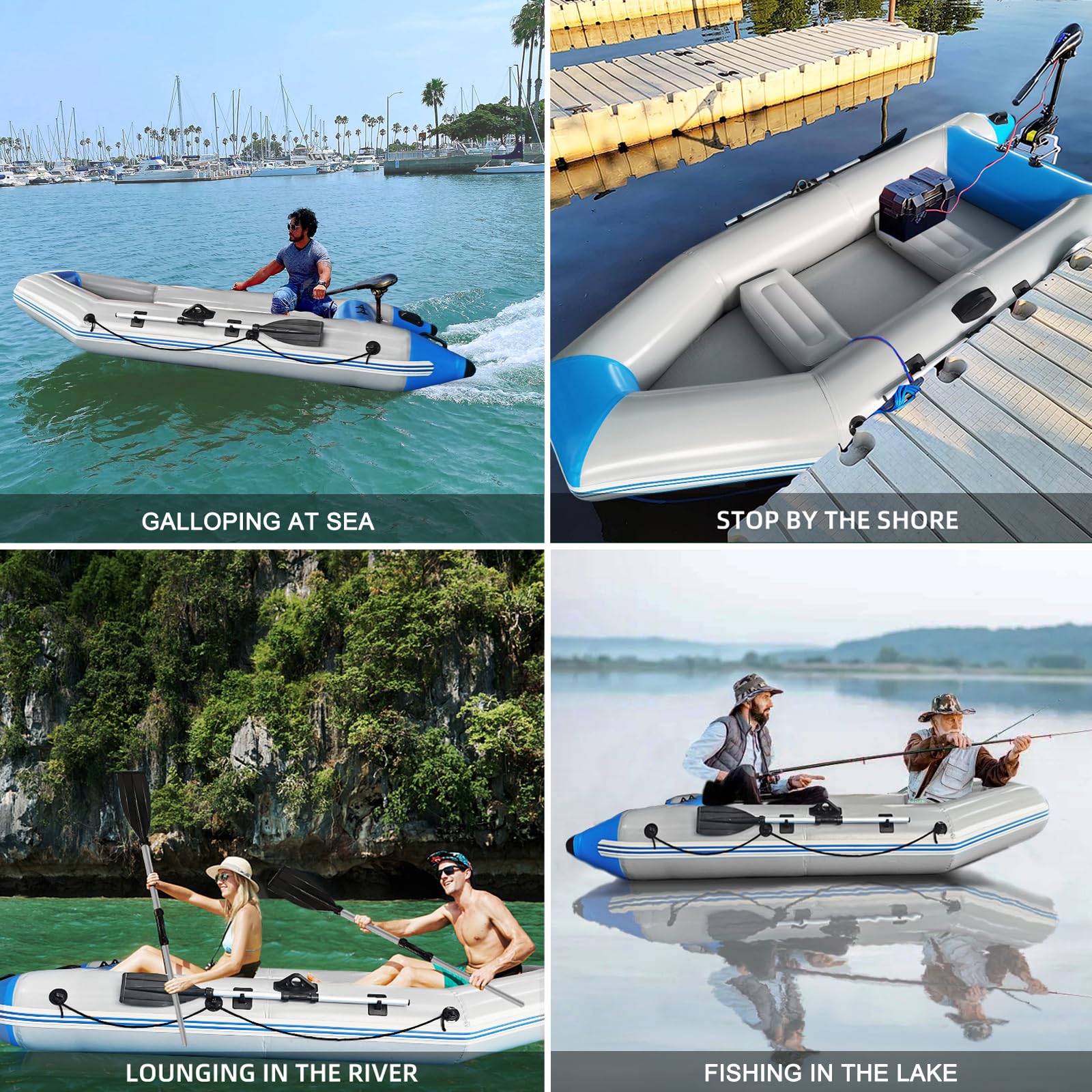 10 ft Inflatable Dinghy Boat with Aluminum Oars - Portable Fishing Kayak Set Includes Air Pump & Carry Bag - Lightweight Water Raft for Adults - Perfect for Lakes, Rivers, Islands & Coastal Adventures